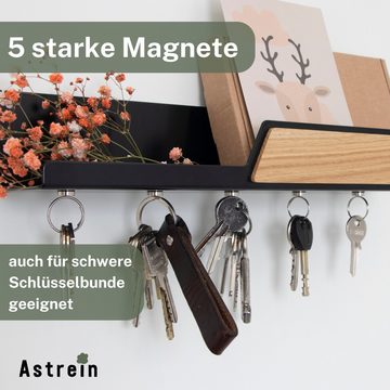 Astrein Schlüsselbrett Magnetisch, Schlüsselboard, Eiche, Schlüsselhalter mit Ablage