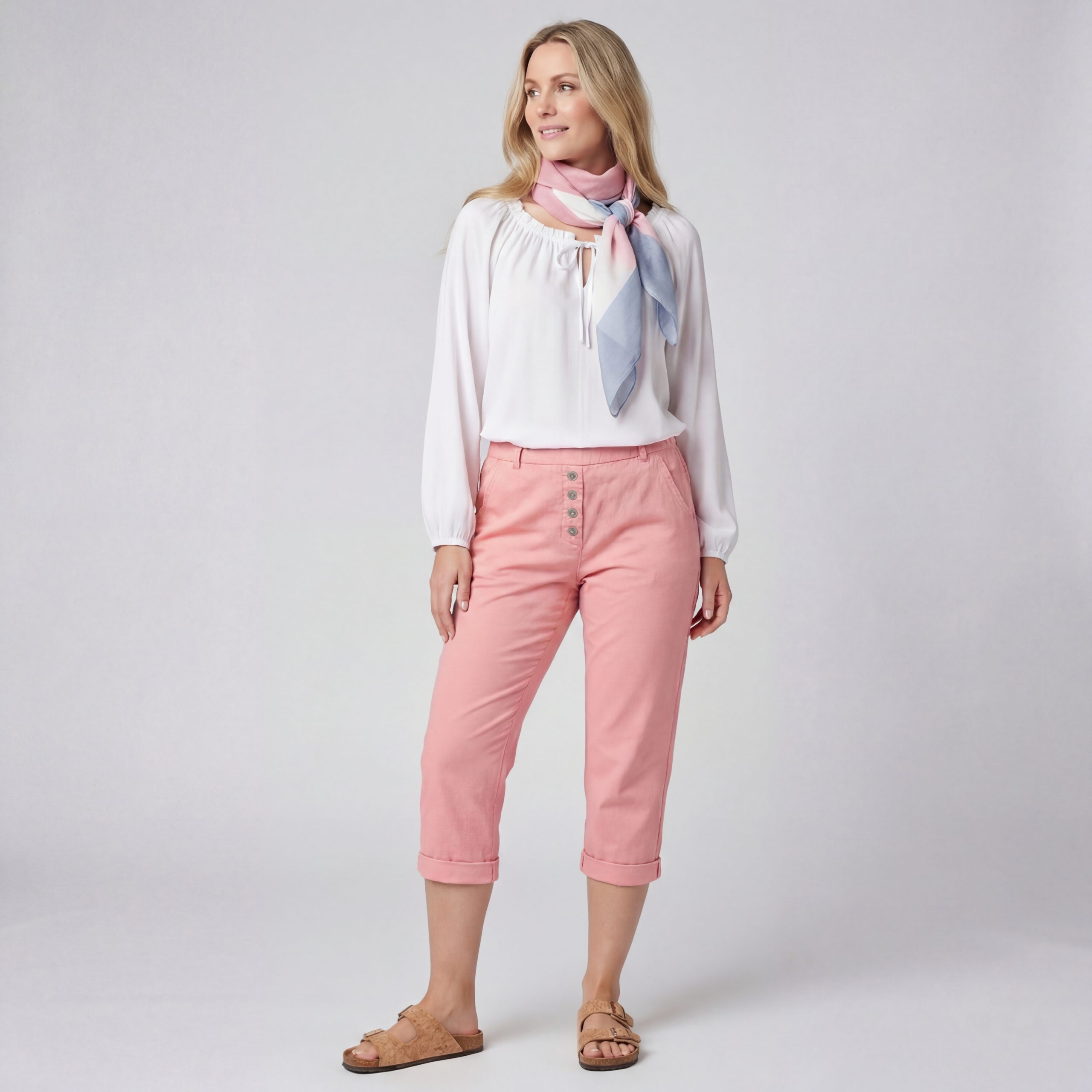 OriginalYou Caprihose Damen mit Stretch Knitterlook kurze Sommerhose mit Gummizug moderner Knitterlook, mit Gummizug und Gürtelschlaufen