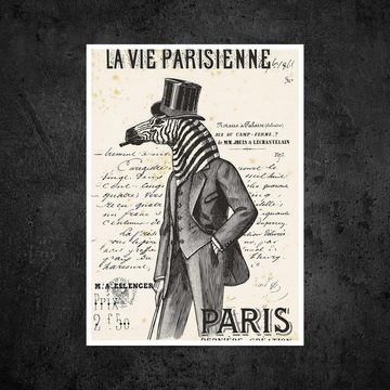 wandmotiv24 Poster Vintage, Zebra, Paris, Vintage (1 St), Wandbild, Wanddeko, Poster in versch. Größen