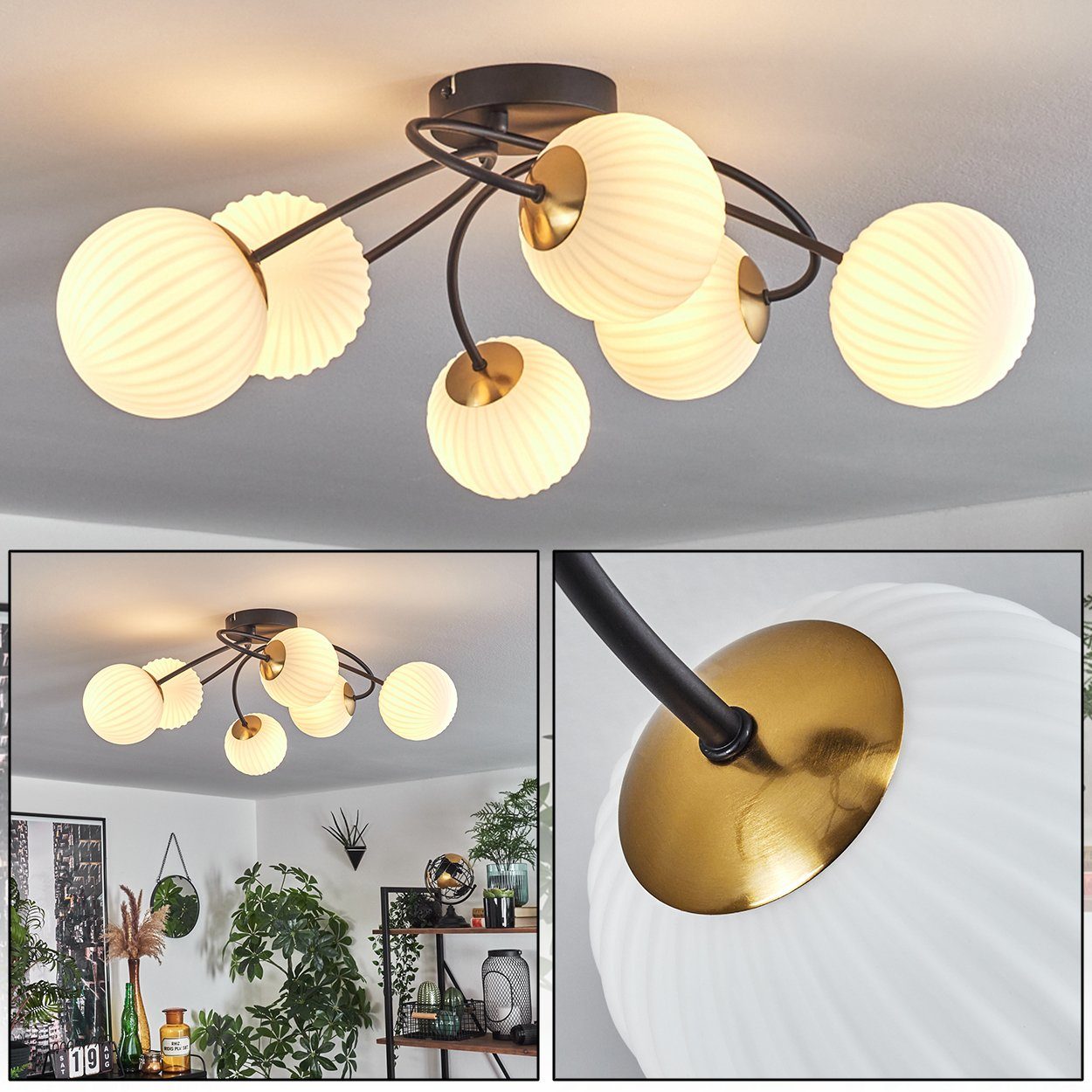 hofstein Deckenleuchte Deckenlampe aus Metall/Glas in günstig online kaufen