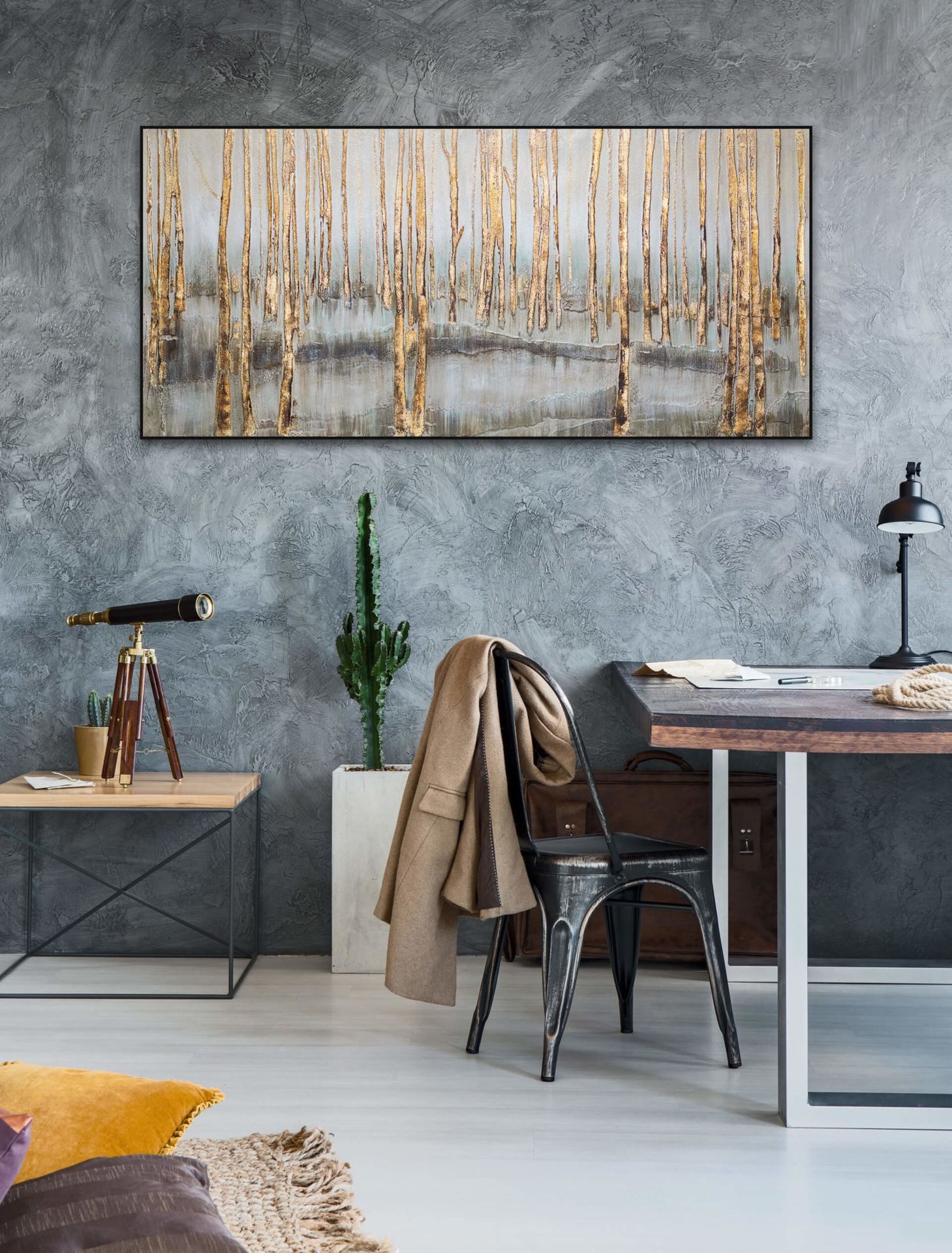 KUNSTLOFT Gemälde Mystischer Wald 150x70 cm, Leinwandbild 100% HANDGEMALT Wandbild Wohnzimmer