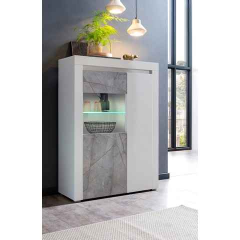 Home affaire Vitrine Stone Marble mit einem edlen Marmor-Optik Dekor, Breite 95 cm