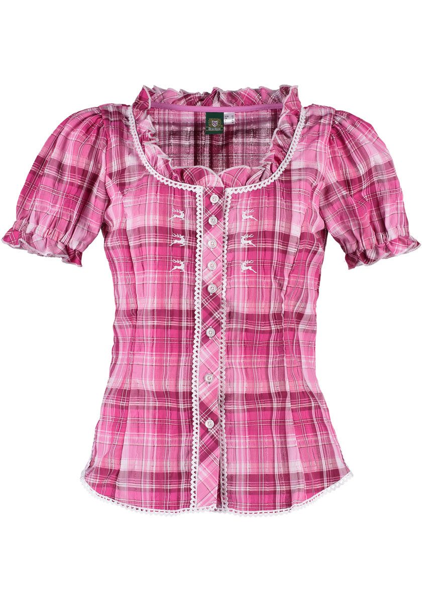 OS Trachten Trachtenbluse Klosy Kurzarmbluse mit Rundhalsausschnitt mit wei günstig online kaufen