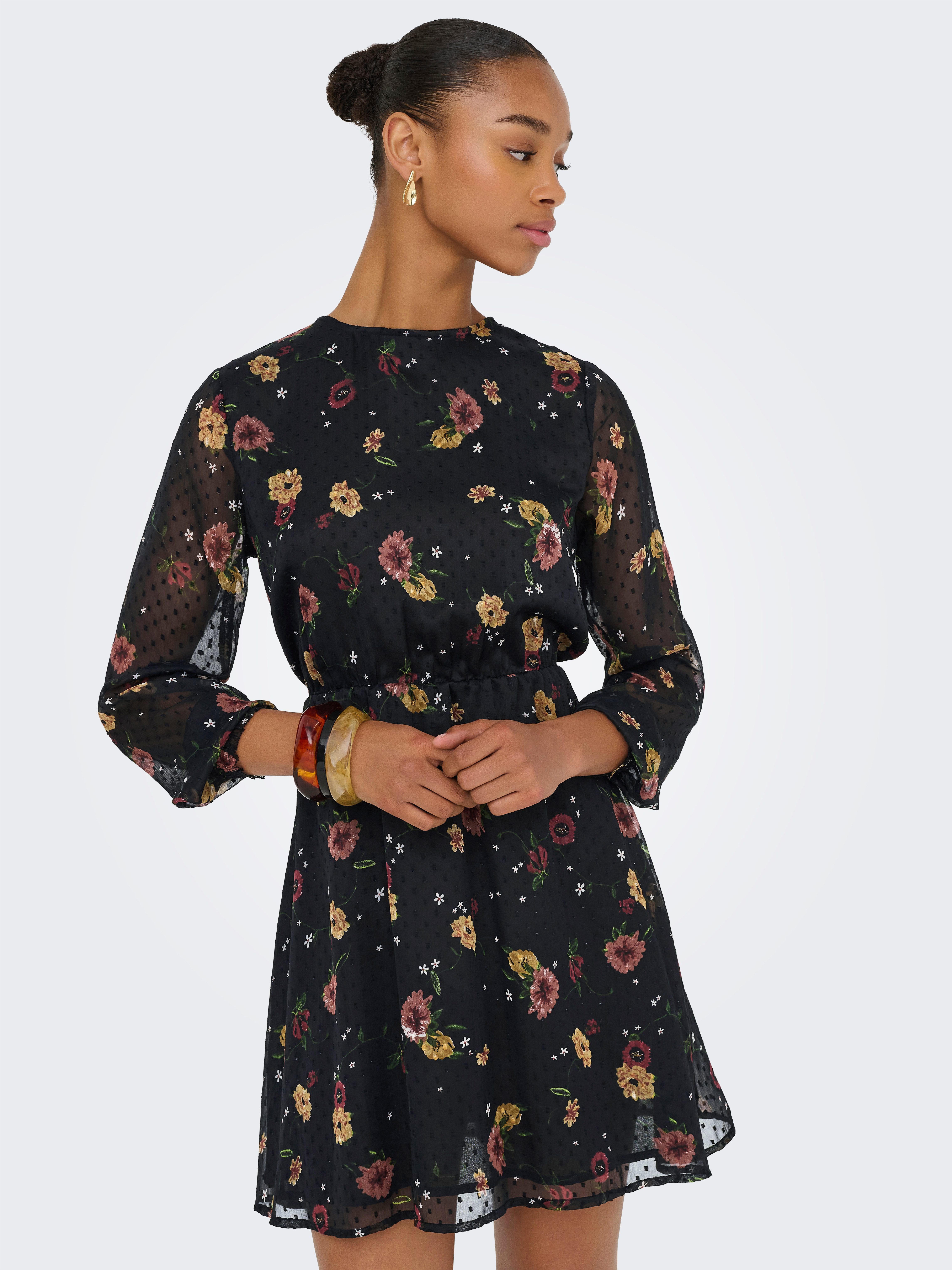 ONLY Druckkleid ONLELIZA LIFE LS O-NECK DRESS WVN Sommerkleid günstig online kaufen