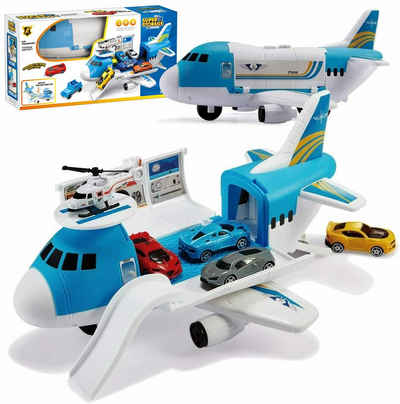 Wenta Spielzeug-Flugzeug, (Transport Frachtflugzeug Auto Spielzeug Set, mit Transportflugzeug, Autos, Hubschrauber Spielzeug), für Kinder Mädchen Jungen ab 3 Jahren
