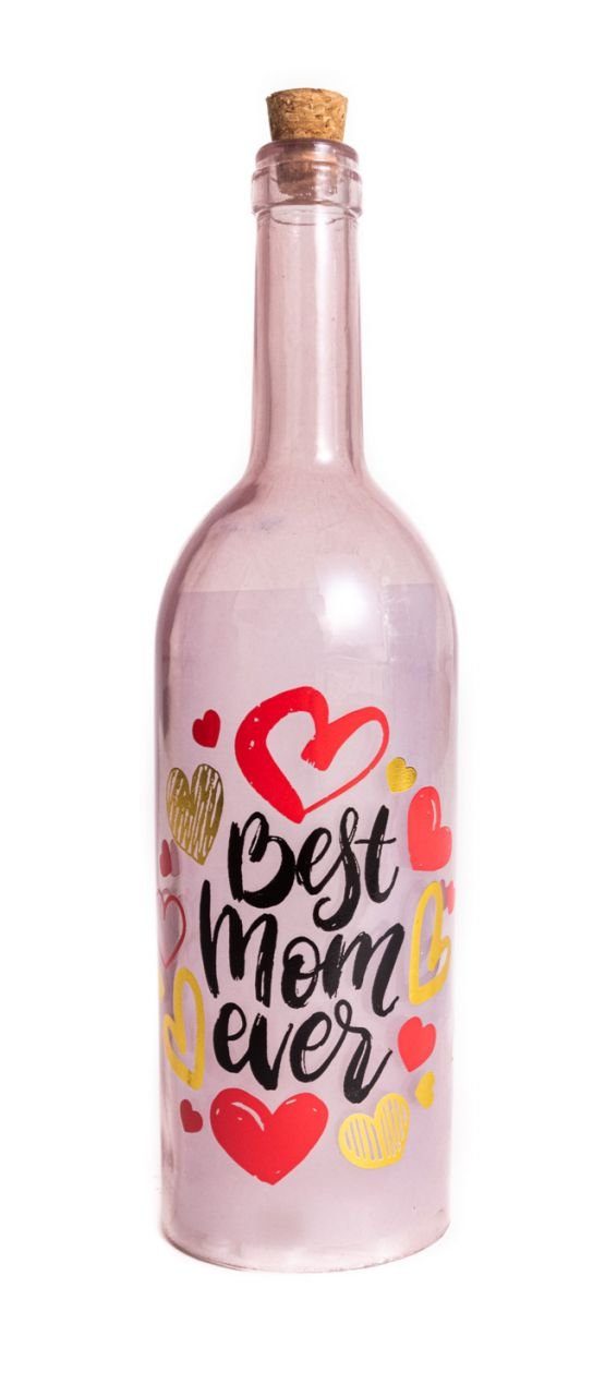 Line Deko Mom Best LED pink ever, Trend TrendLine Flasche LED-Leuchte