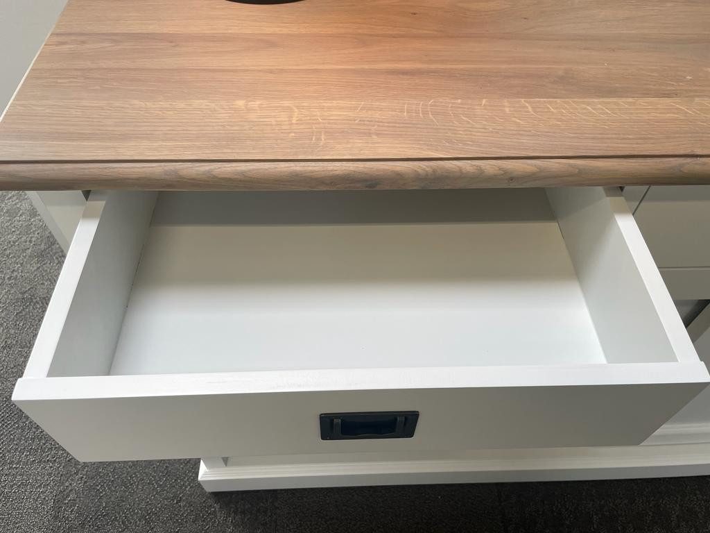 Wohnpalast Kommode Sideboard Neuss 165 cm weiß/eiche - Anrichte Landhaus Kommode