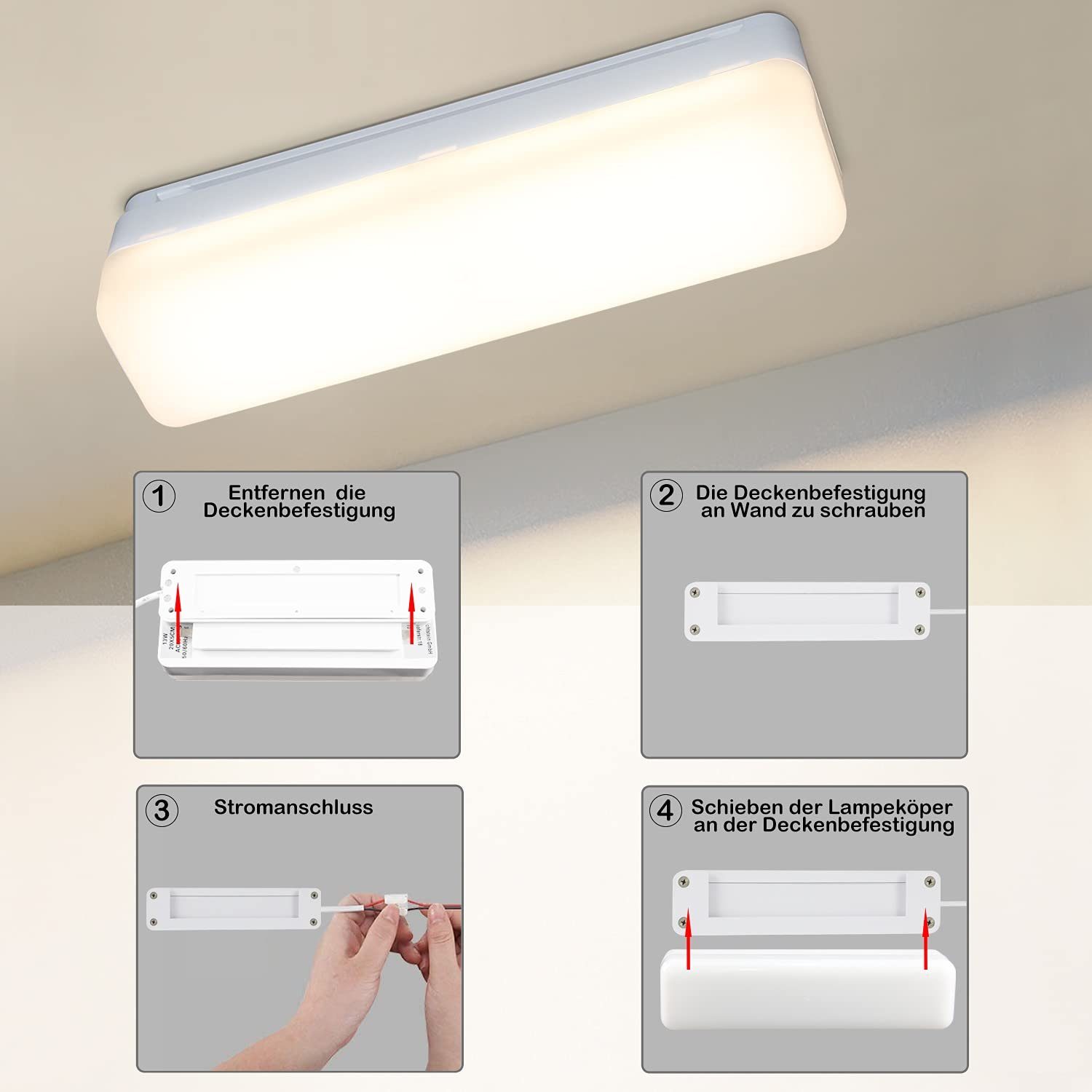 LED fest integriert, LED weiß, Deckenleuchte Tageslichtweiß Deckenleuchte Deckenlampe Tageslicht ZMH LED