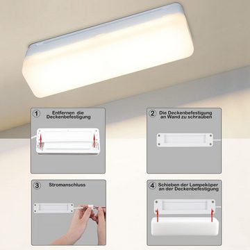 ZMH LED Deckenleuchte Modern Deckenlampe Tageslicht weiß Augenschutz für Schlafzimmer Flur, Einfache Installation, LED fest integriert, Tageslichtweiß, 18W Flurlampe, 4000K, für Keller Büro Garage