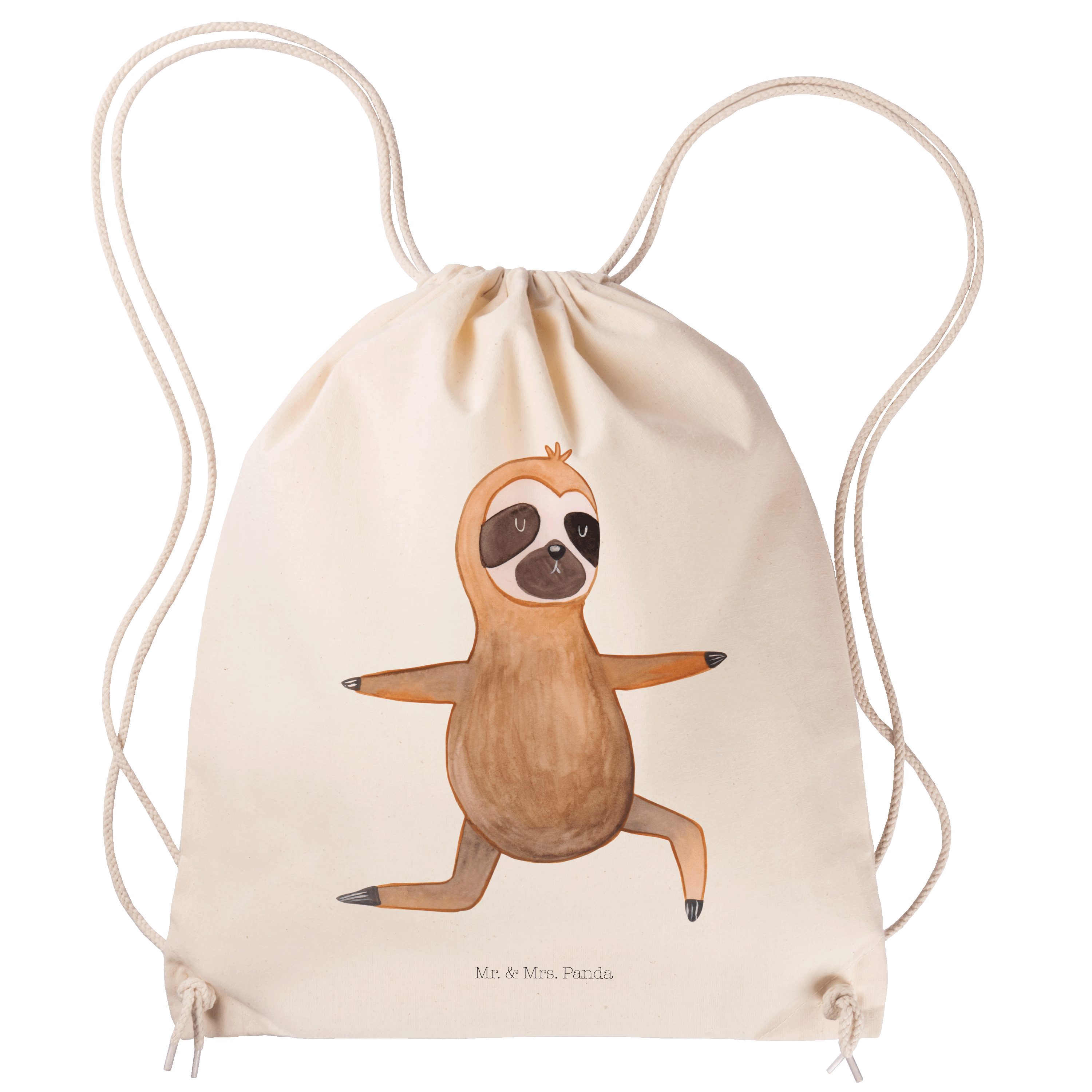 Mr. & Mrs. Panda Sporttasche Faultier Yoga - Transparent - Geschenk, Stoffbeutel, Lieblingstier, (1-tlg)