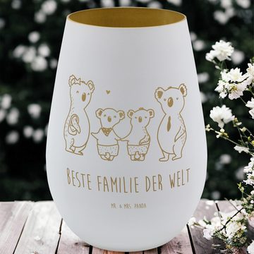 Mr. & Mrs. Panda Windlicht Koala Familie zwei - Weiß - Geschenk, Papa, beste Familie, Familienle (1 St), Handgefertigte Gravur