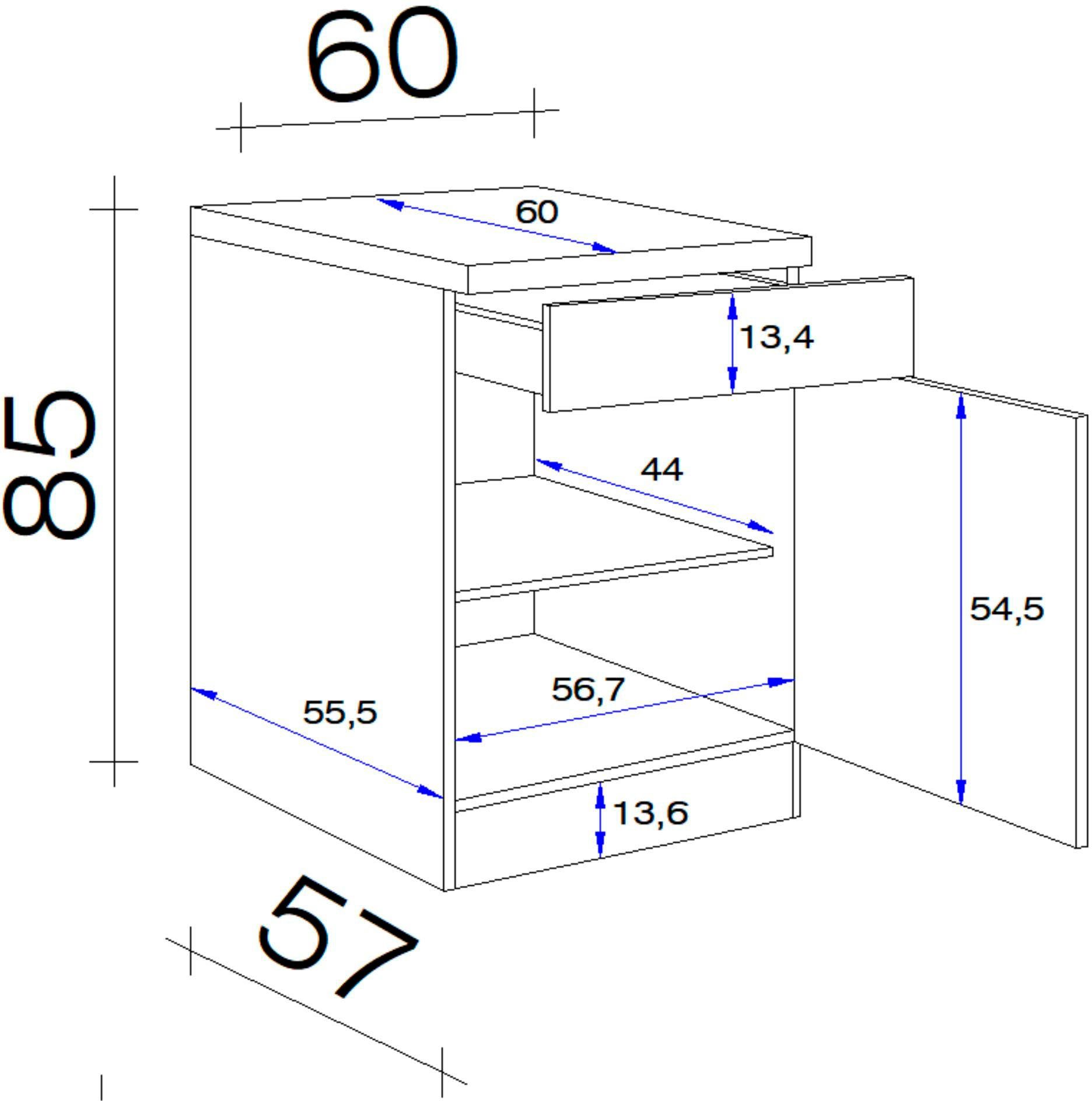 x x Nano T) x (B cm 60 60 Flex-Well Unterschrank 85/86 x H