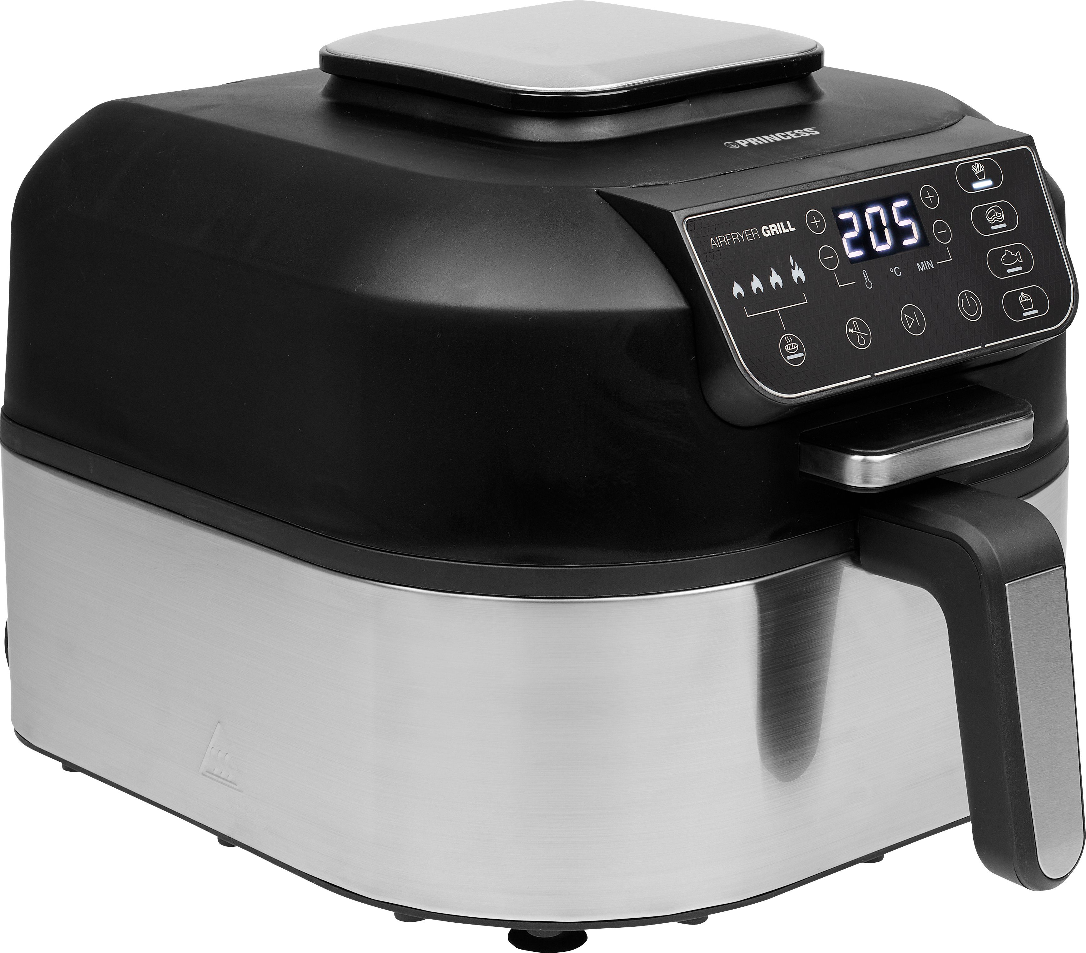 PRINCESS Heißluftfritteuse 182092 Airfryer Grill – 2-in-1 Heißluftfritteuse und Grill, 1760 W