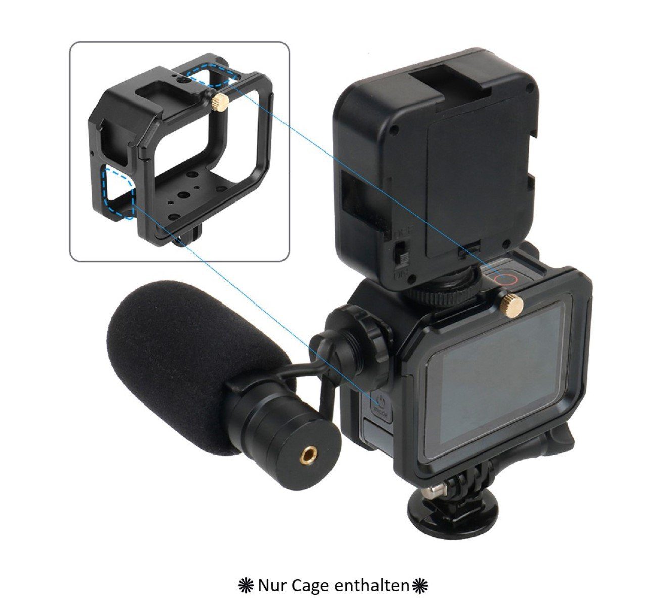 Schutzgehäuse Schutzrahmen 11 Cage 10 9 Cage GoPro ayex Videokamera für Hero Stabiler