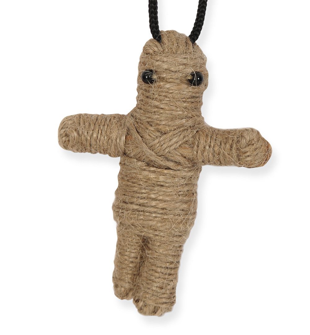 Fries Kostüm Halloween Karneval Halskette Voodoo Puppe aus Jute 7,5 cm Hoch, Voodoo Halskette