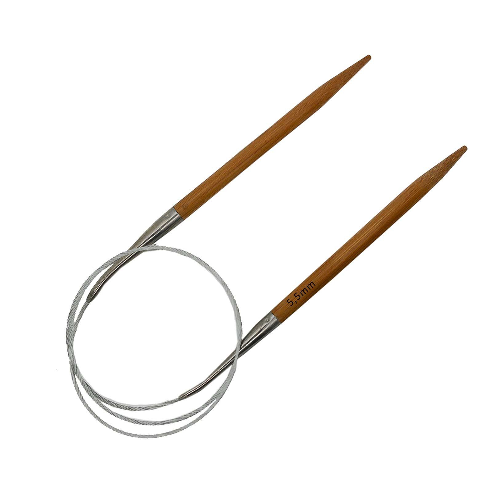 maDDma Rundstricknadeln 1 Bambus Rundstricknadel mit Edelstahlseil 80cm, 5.580