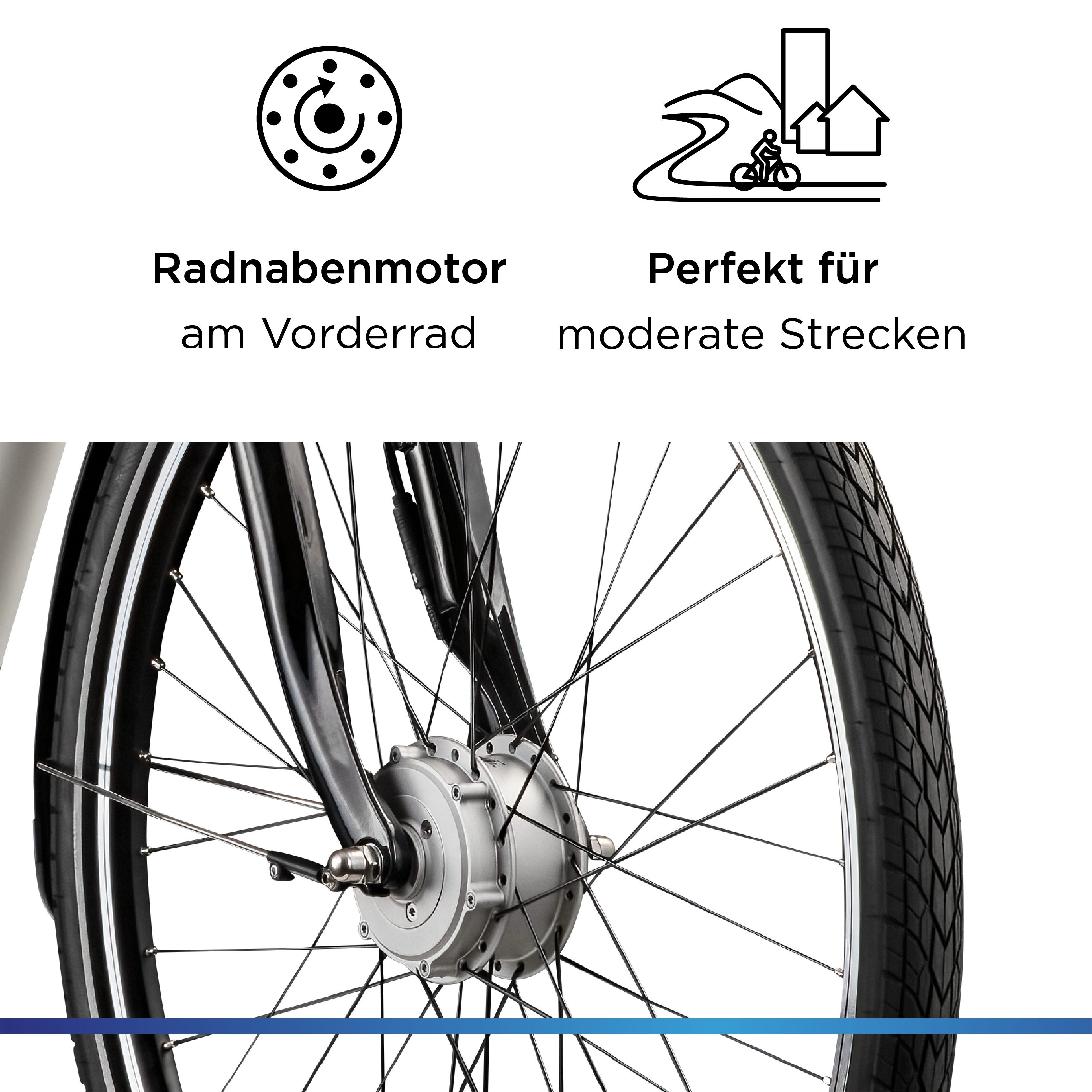 Zündapp E-Bike Cityrad Z510, 3 Gang, Nabenschaltung, Frontmotor, 531 Wh, E Bike 28 Zoll Damenfahrrad ab 155 cm mit 3 Gang Nabenschaltung – Bild 5 von 5