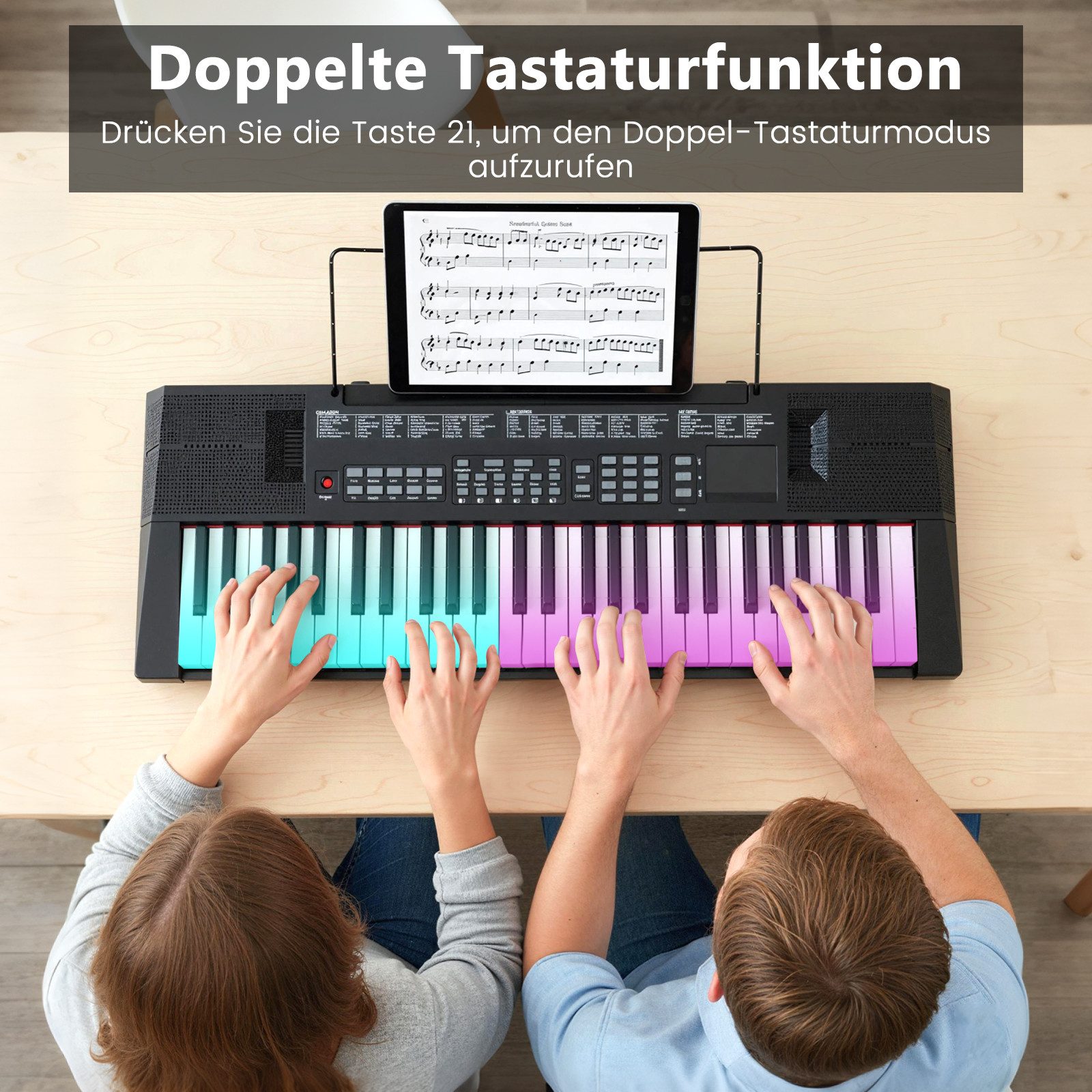COSTWAY Home-Keyboard (1-St), Elektronisches Keyboard Set, mit Notenständer, für Anfänger