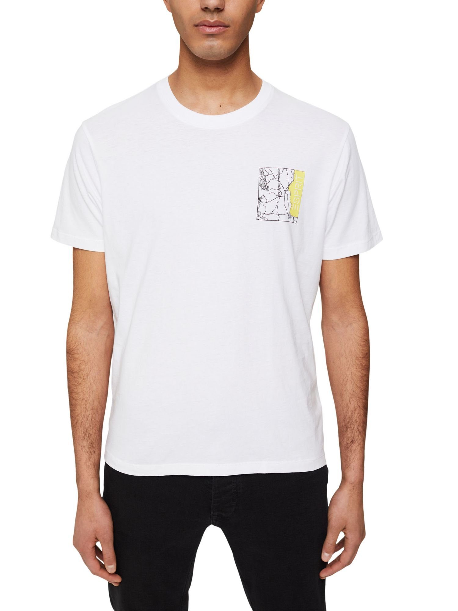 Jersey-Shirt WHITE (1-tlg) Esprit mit Logo-Print T-Shirt