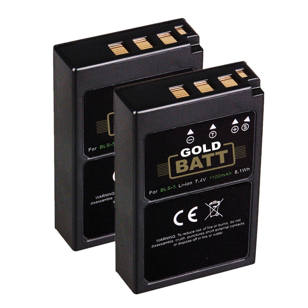 GOLDBATT 2x Akku für Olympus BLS5 BLS-5 E-P3 E-PL2 PEN E-PL3 E-PM1 OM-D E-M10 Mark II Stylus 1 1s Kamera-Akku Ersatzakku 1100 mAh (7,4 V, 2 St), 100% kompatibel I maßgefertigte Passform I inklusive Überhitzungsschutz