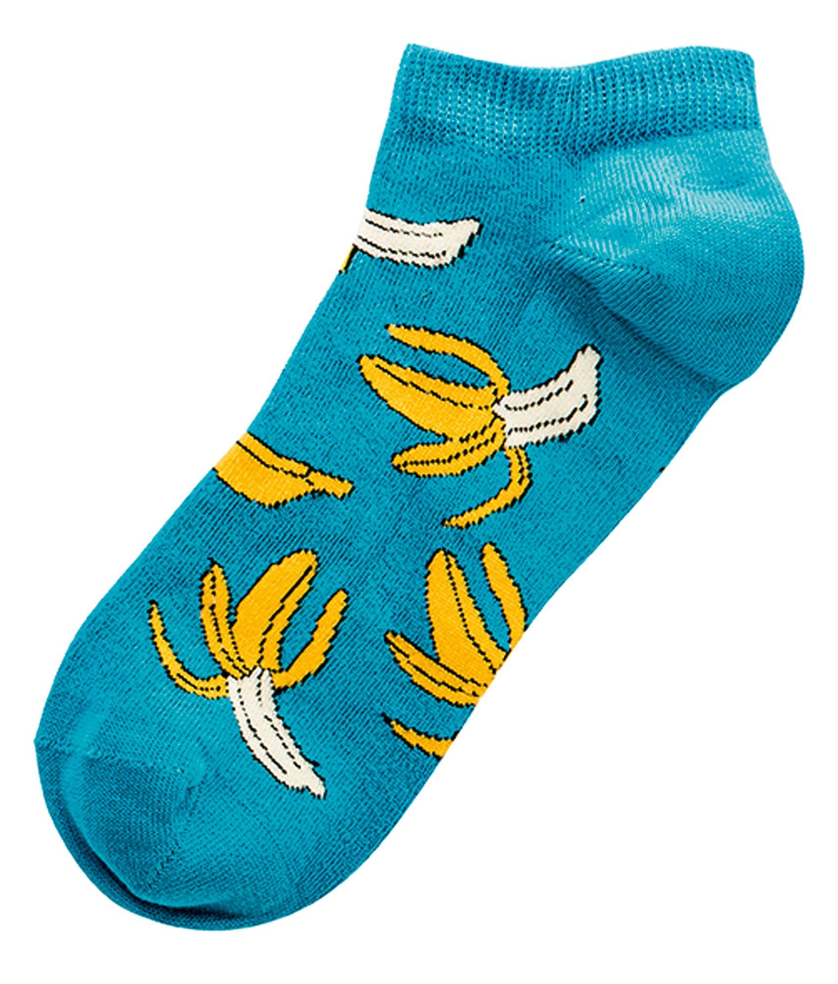 Socks 4 Fun Sneakersocken Bunte Flamingo Früchte Blumen Blüten Sneaker Socken Baumwolle Sommer (3 Paar)