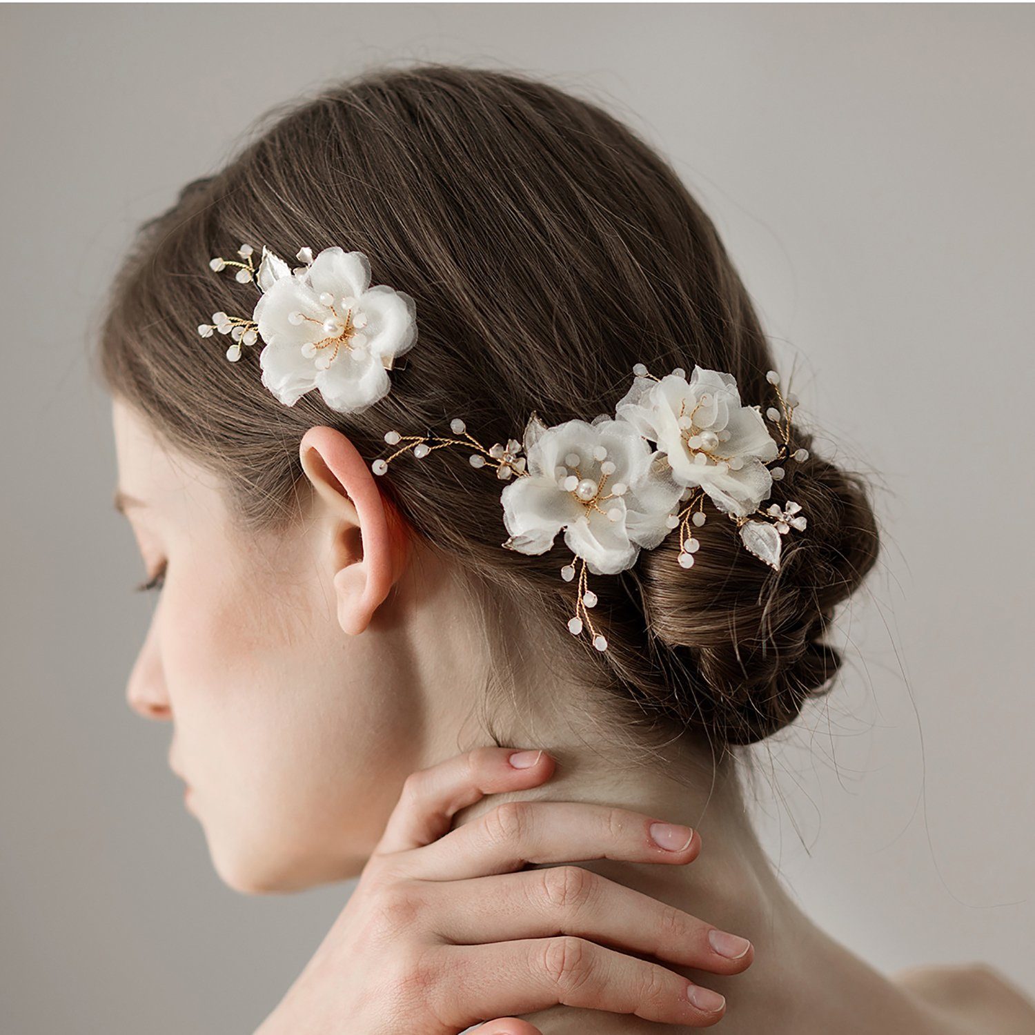 KSYLH Diadem Goldrhochzeit Kristall Reben Haar Blume Hochzeit für Haarschmuck die Kopfschmuck, Blatt Braut