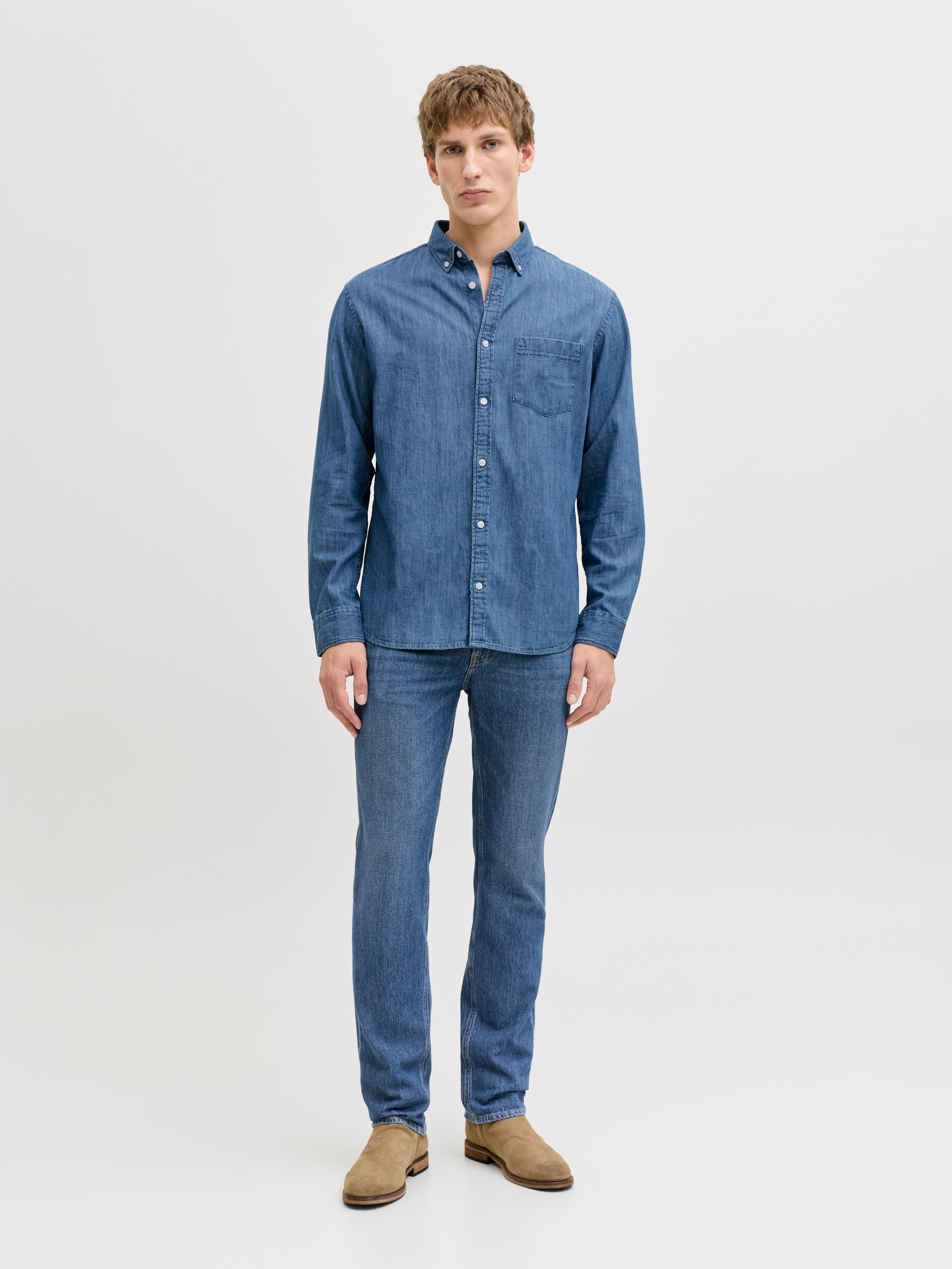 Jack & Jones Regular-fit-Jeans JJICLARK im Used-Look, Stretchkomfort und niedrige Leibhöhe Baumwollmischung, regular fit – Bild 4 von 5
