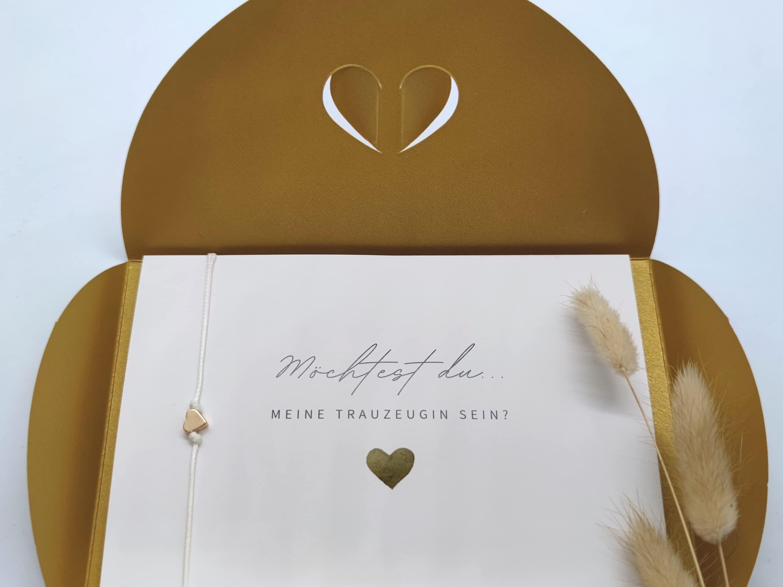 Briefzauber Hochzeitskarte Trauzeugin fragen - Karte mit Armband & Herzumschlag (vers. Varianten)
