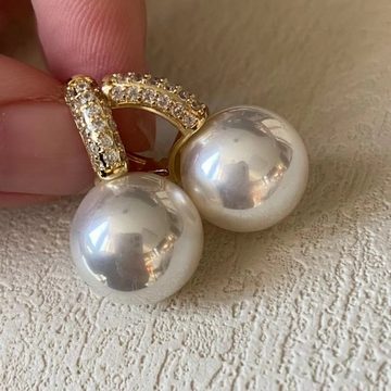 DTC GmbH Perlenohrringe Ohrringe mit 12mm hochglanzverspiegelten runden weißen Perlen. (Haben Sie diese Perlenohrringe heute in Ihrem Ensemble? Sie werden damit noch glamouröser aussehen!, 1-tlg)