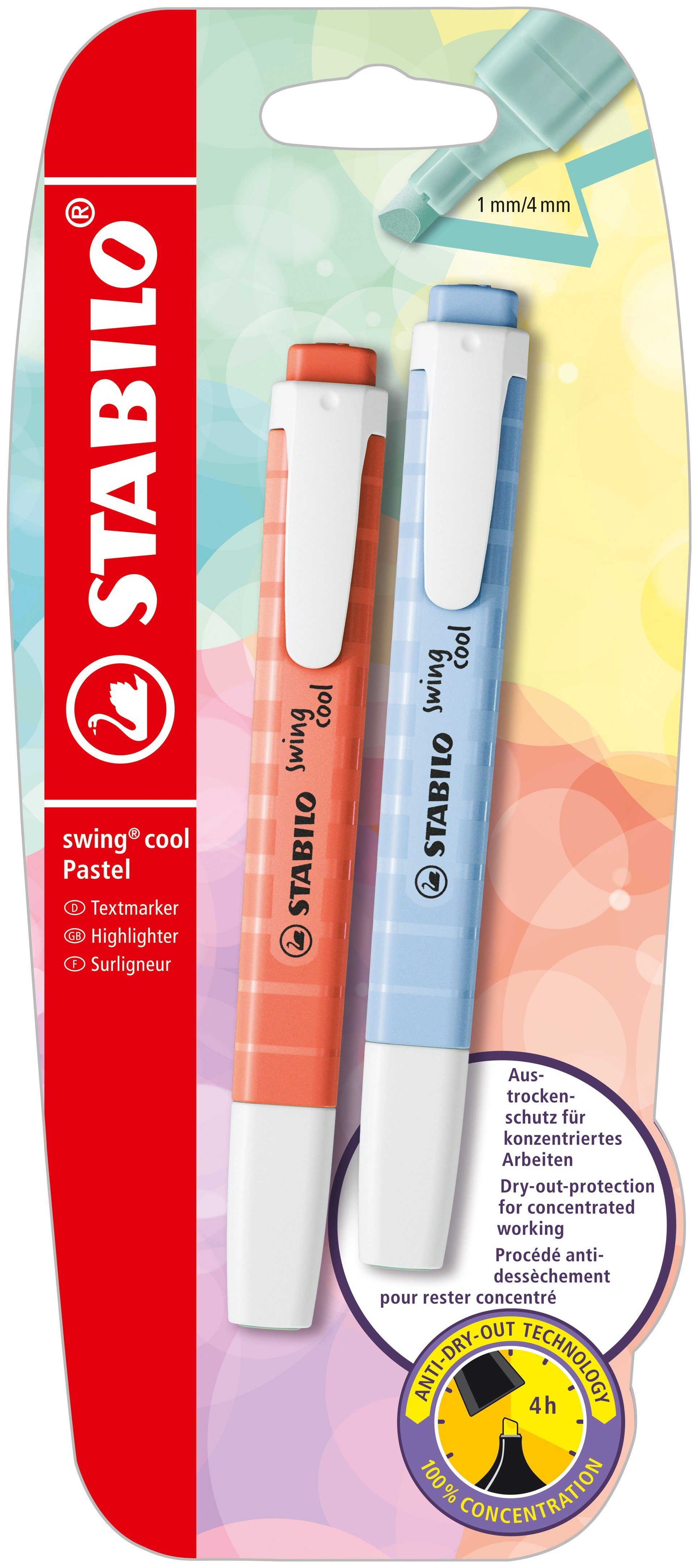 Marker STABILO Textmarker swing® cool Pastel Wolkenblau + Korallrot 2er Set
