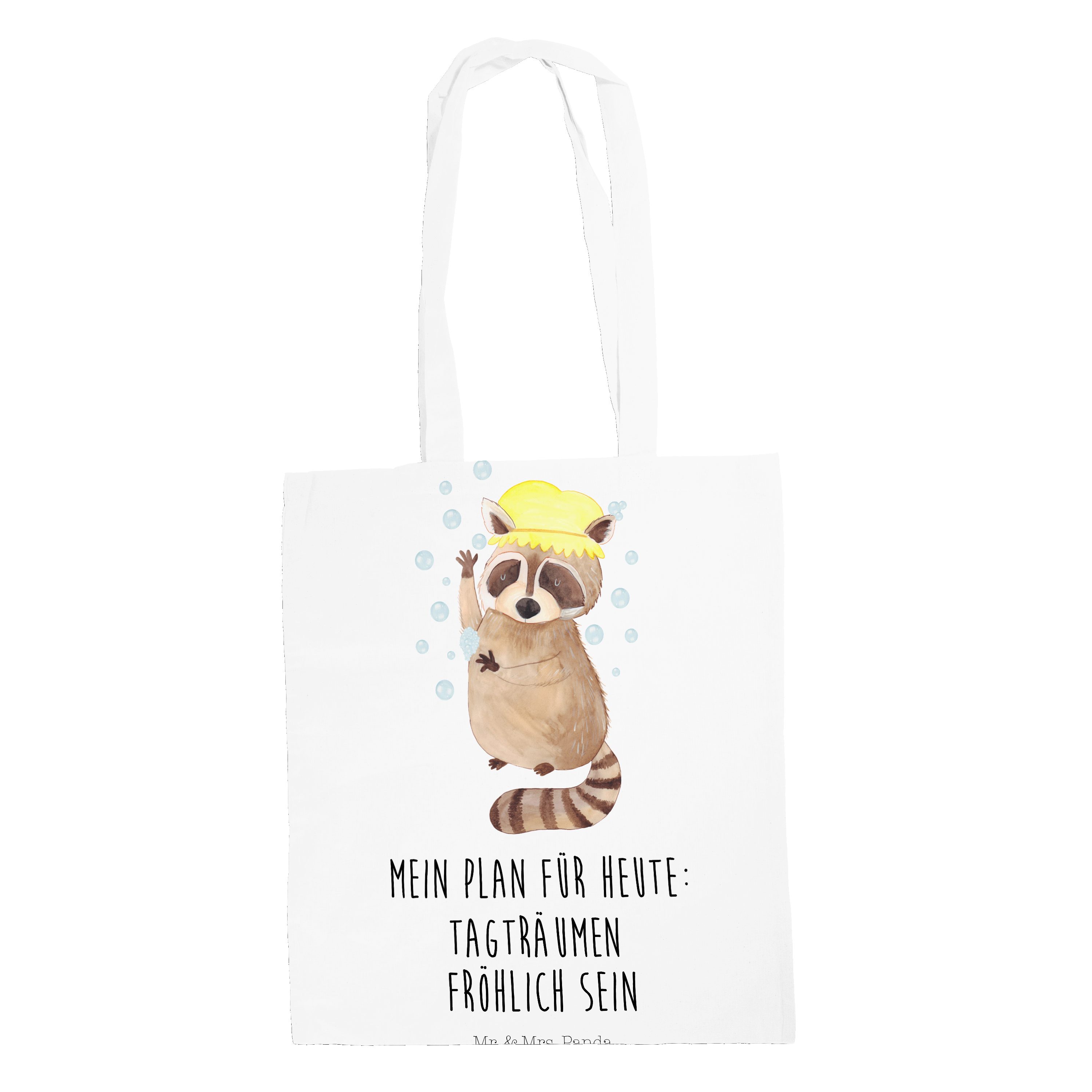 Mr. & Mrs. Panda Tragetasche Tiermotive, Fröhlich, - - Waschbär (1-tlg) Weiß Geschenk, Tie Einkaufstasche