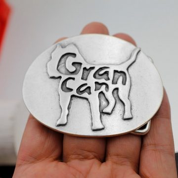 Crystalogy.de Gürtelschnalle Gran Canaria Hund Gürtelschließe, Antik Silber