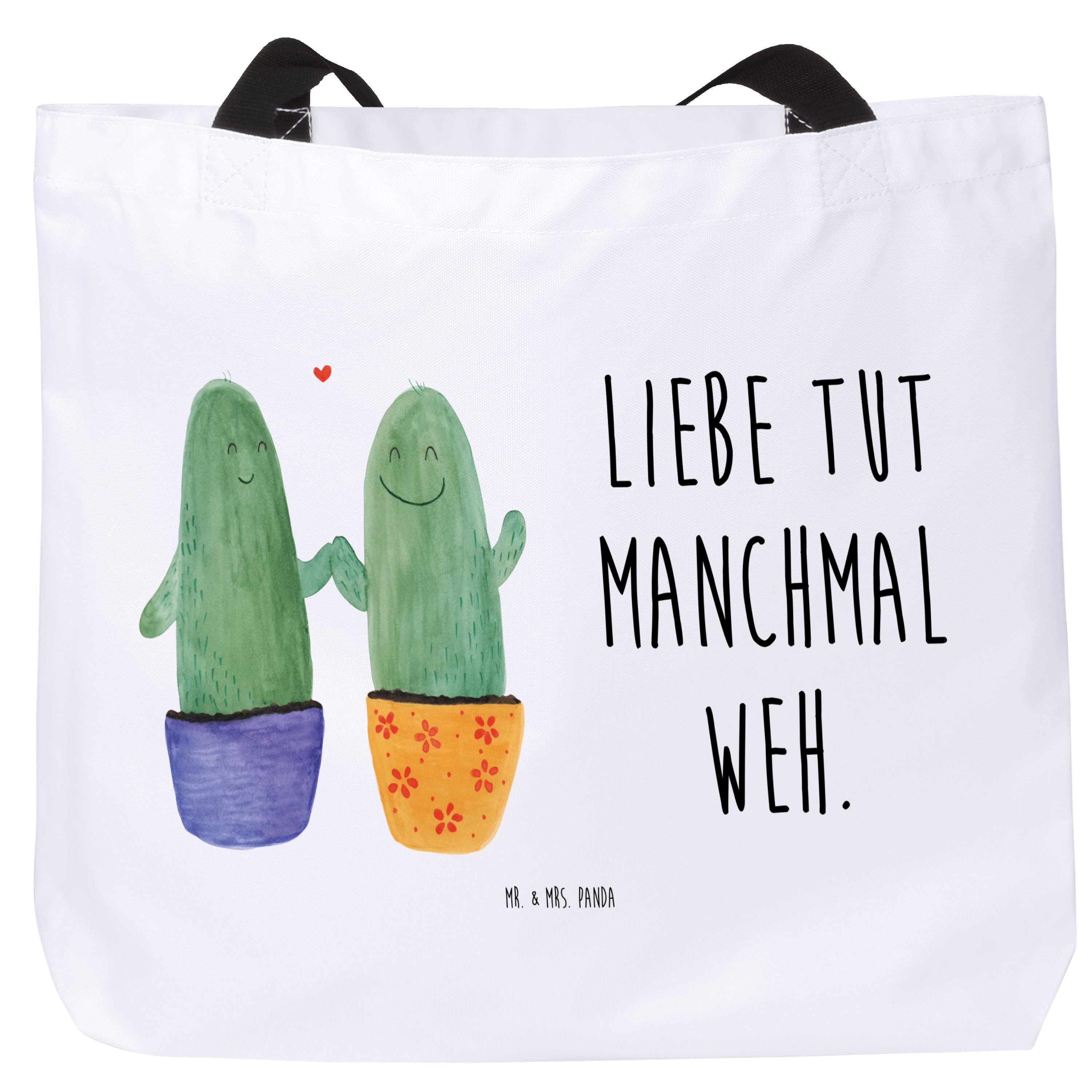 Shopper Kaktus Liebe, Strandtasche, Weiß, Love, Schultasche, Tote Bag, Paar