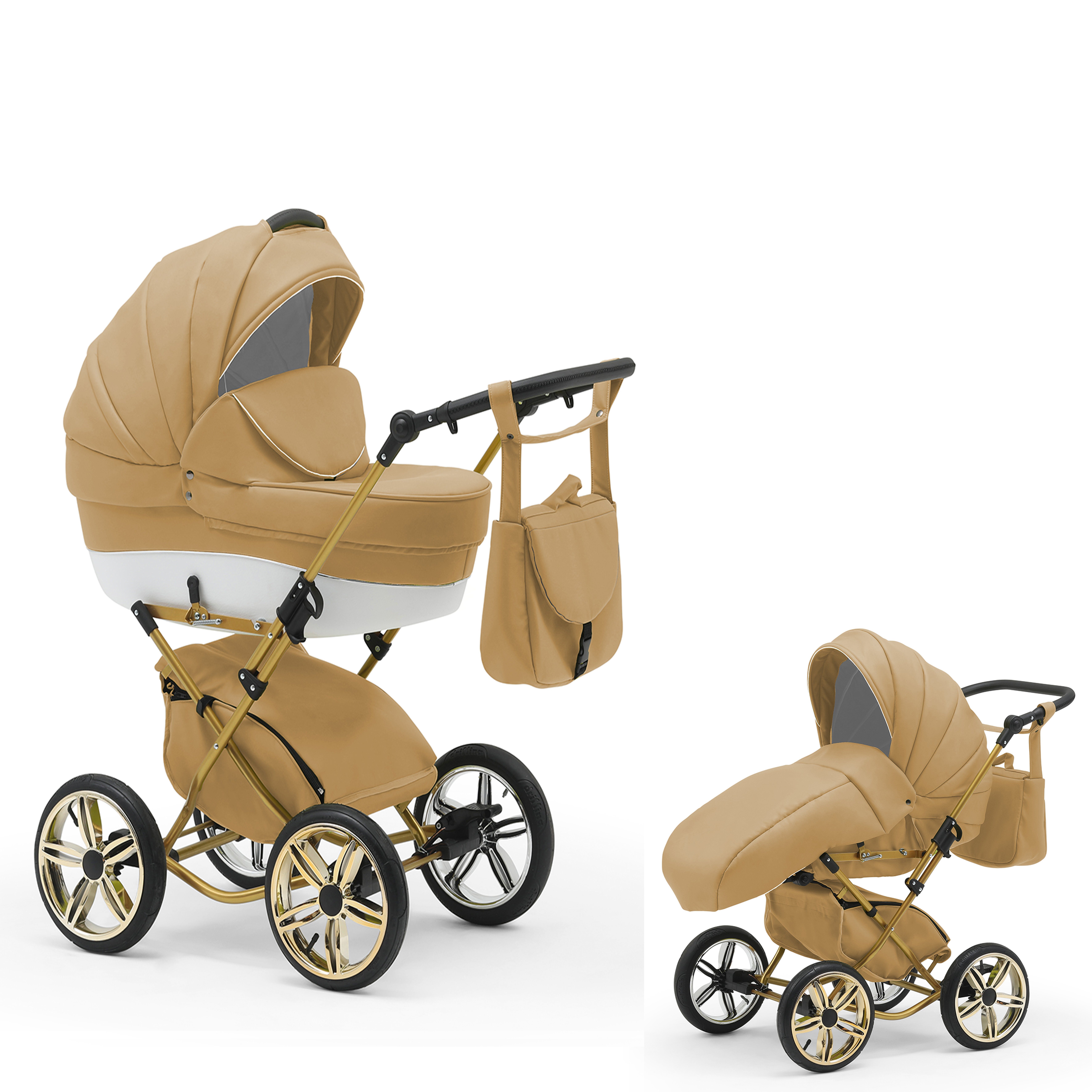 babies-on-wheels Kombi-Kinderwagen Jahre 30 Sorento bis Designs Beige-Weiß 2 in 11 1 Geburt 4 von - - in Teile