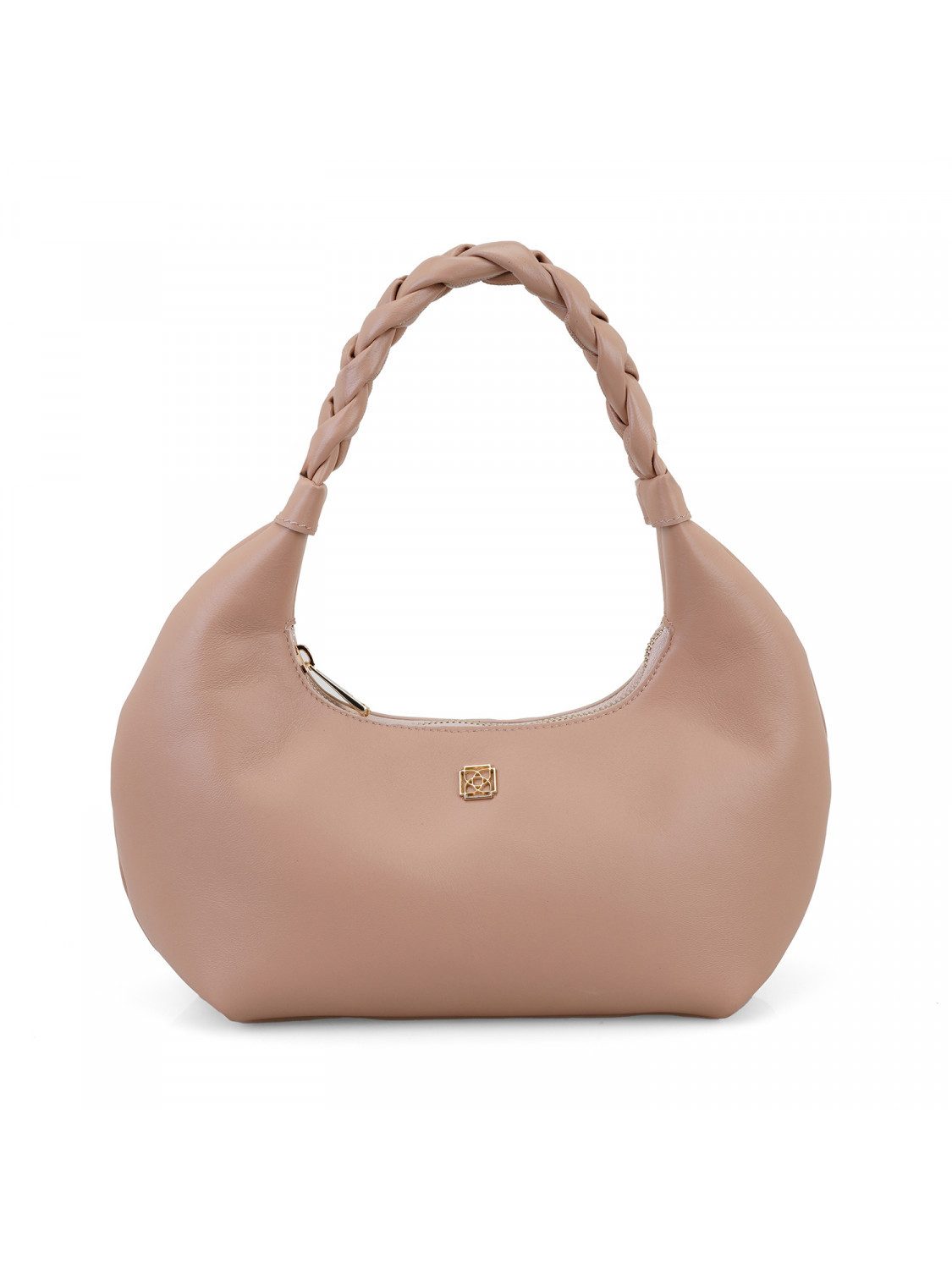 Desa Handtasche Damen-Lederhandtasche mit geflochtenem Henkel und Reißverschluss – El