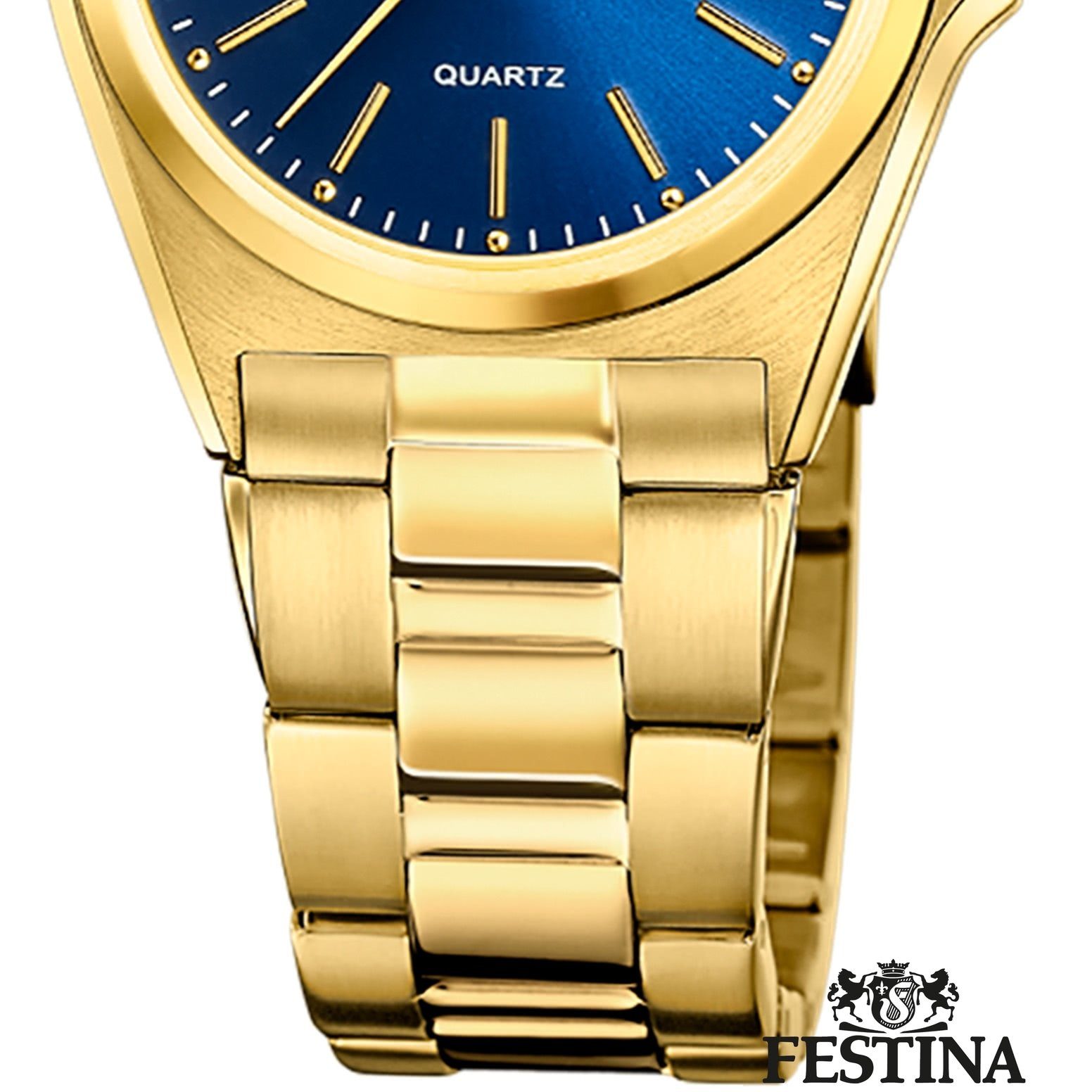 Edelstahlarmband Damen rund, Damenuhr Armbanduhr Festina gold, Casual Festina Klassik, Quarzuhr