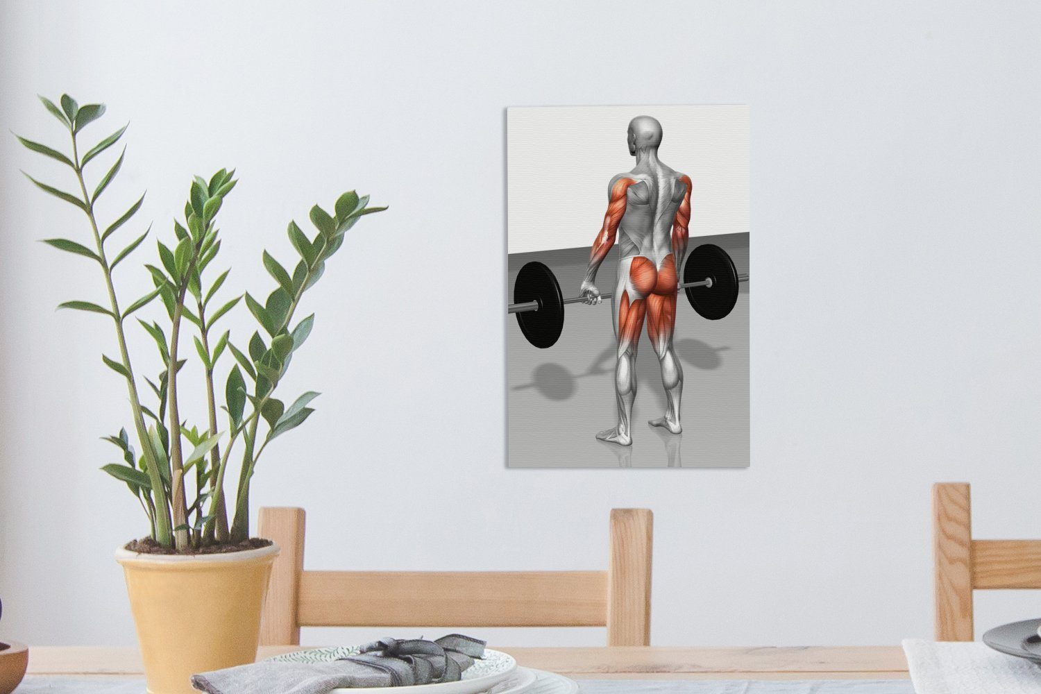 OneMillionCanvasses® Leinwandbild Eine Illustration Kreuzheben, der Muskelaktivität 20x30 bespannt St), beim Zackenaufhänger, inkl. cm (1 fertig Gemälde, Leinwandbild