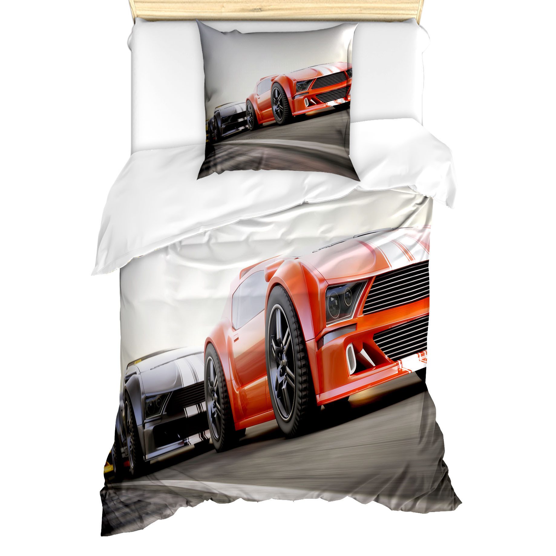Abakuhaus Постільна білизна Milbensicher Всіrgiker geeignet mit Kissenbezug, Microfaser, Autos Sport Autobahn-Wettbewerb