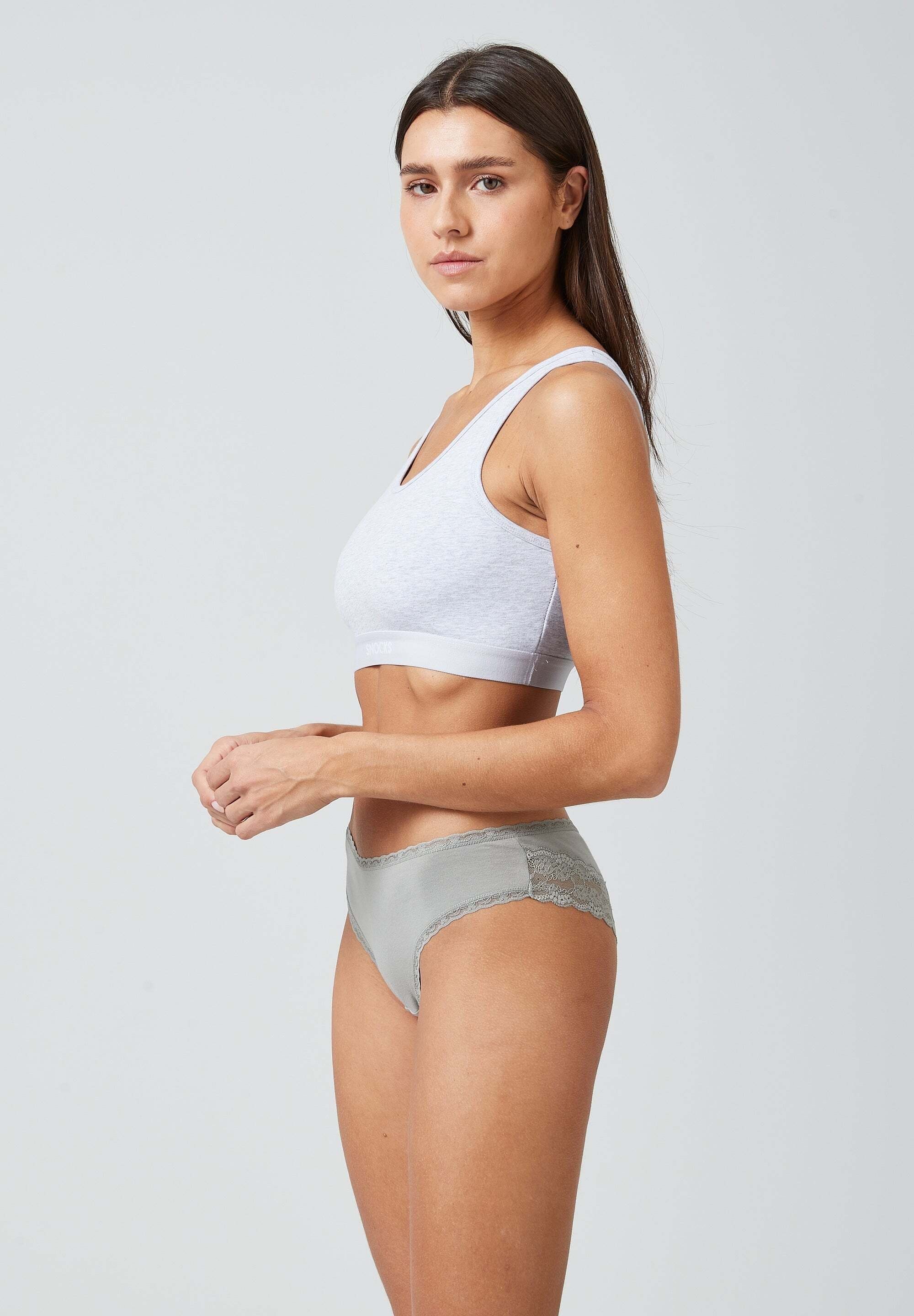 SNOCKS Brasilslip Damen Slip Unterhose (3-St) aus Bio-Baumwolle mit Spitze, bequem und elegant