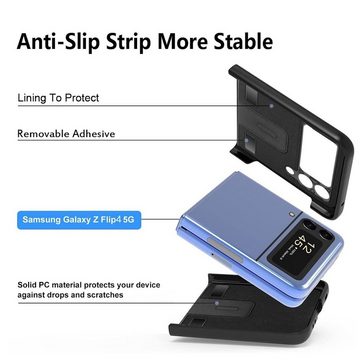 Wigento Handyhülle Für Samsung Galaxy Z Flip4 5G Design Kartenfach Hart Cover Handy Tasche Hülle Etuis Braun