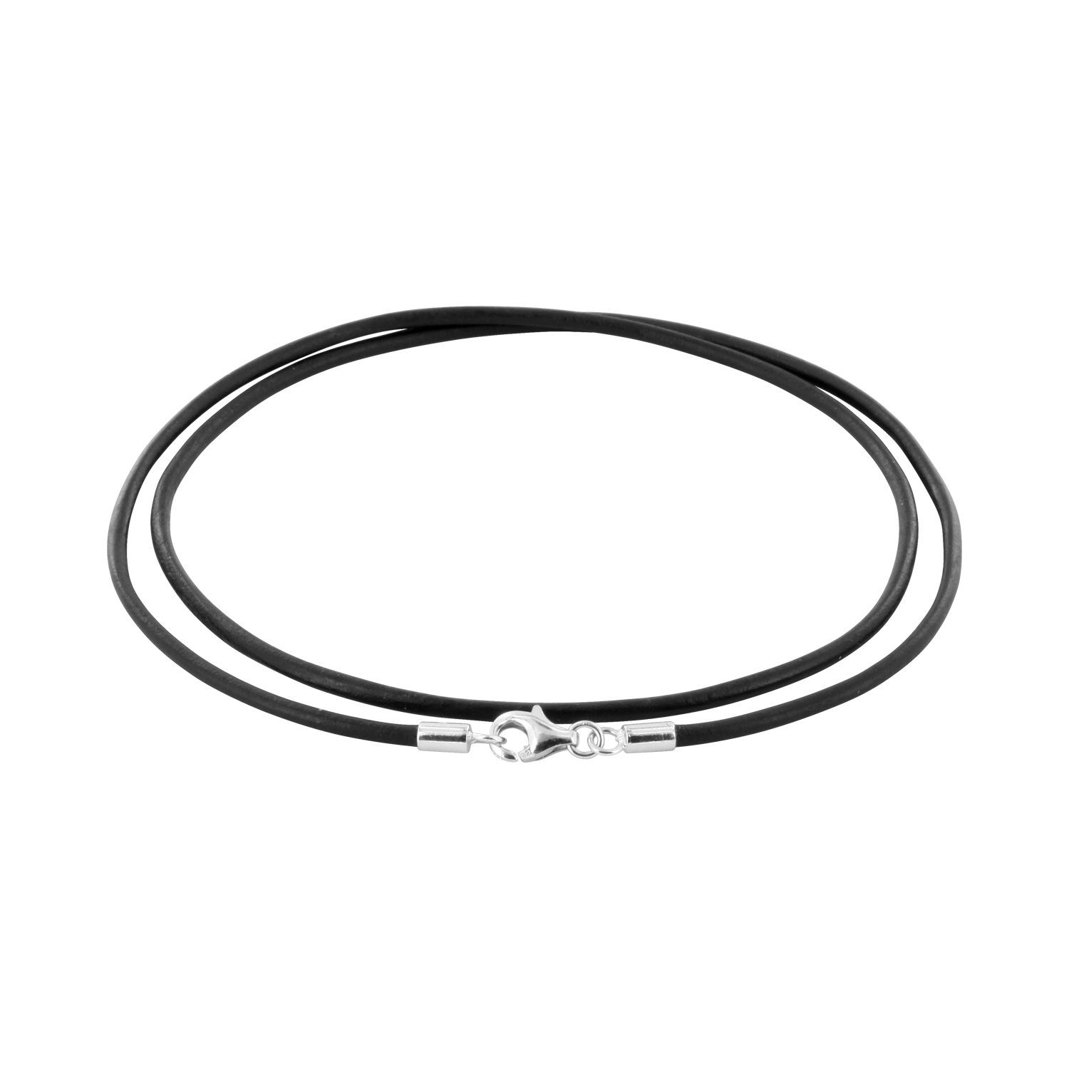 Auroris Lederband 2mm schwarz Echtleder Kette Karabinerverschluss 925 Sterling-Silber