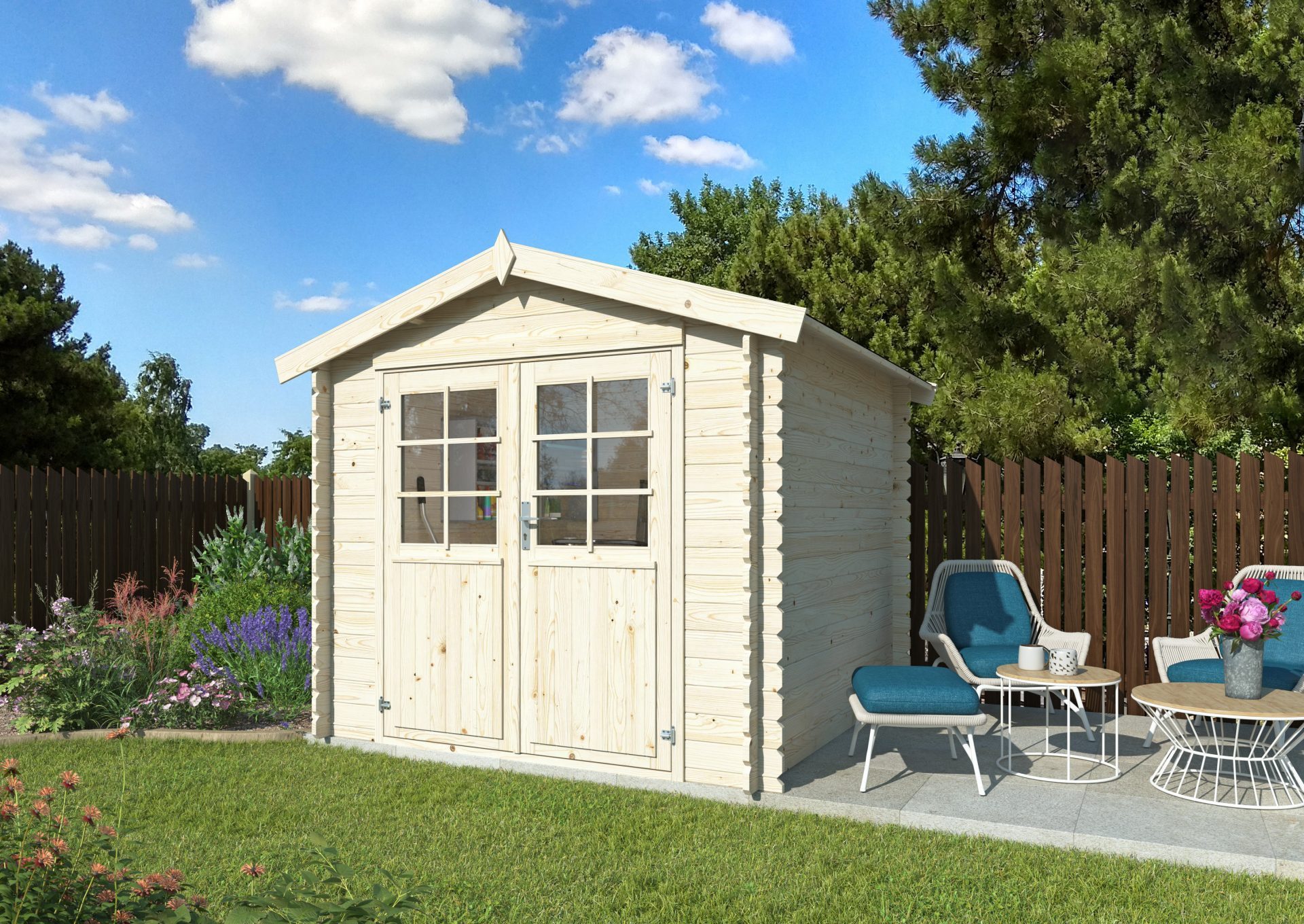 Finn Art Blockhaus Gerätehaus Holz Aktion 74 Gartenhaus, BxT: 272x254 cm, ohne Fußboden, ohne Dacheindeckung