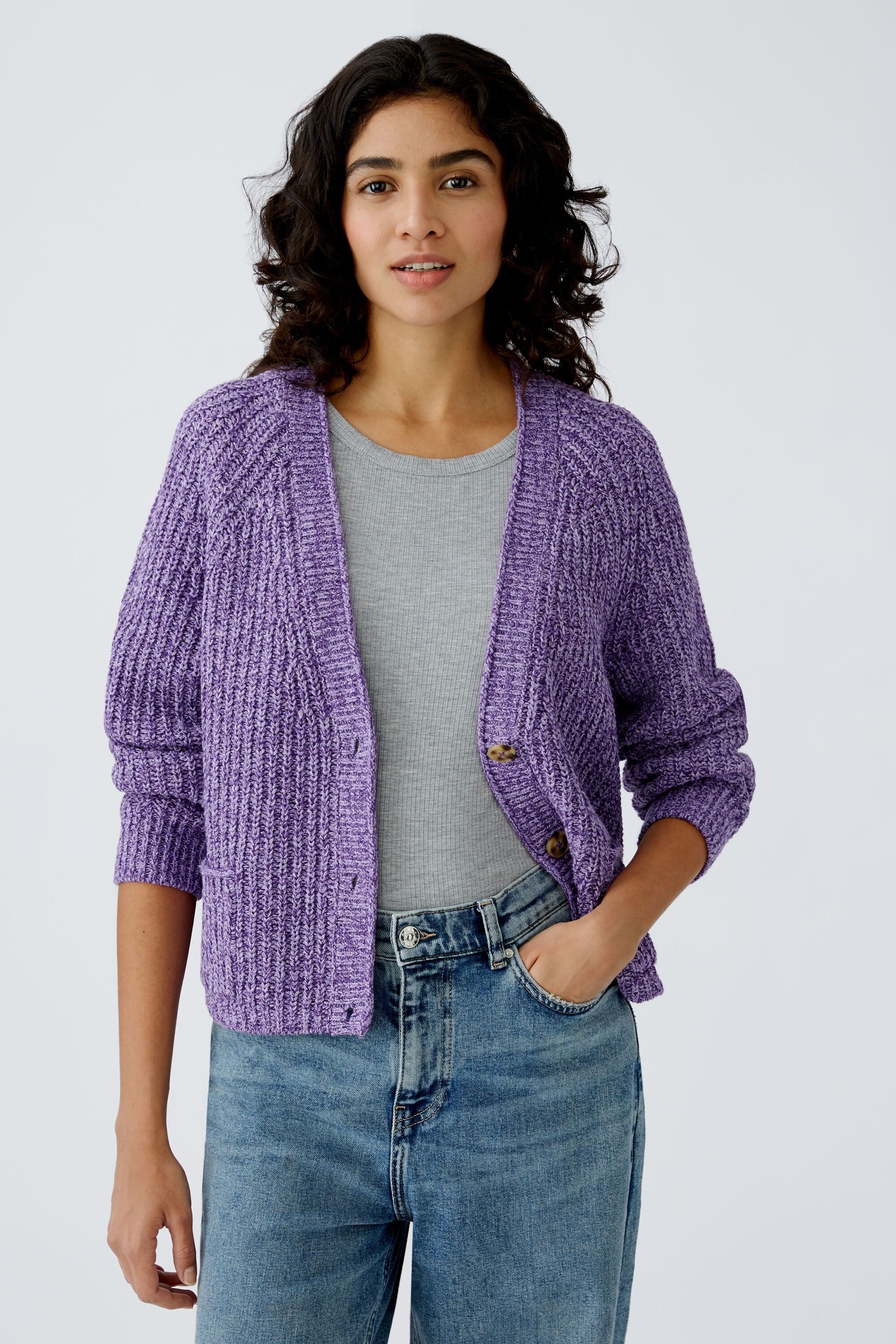 Oui Strickjacke LAFONYA Strickjacke Baumwollmischung günstig online kaufen