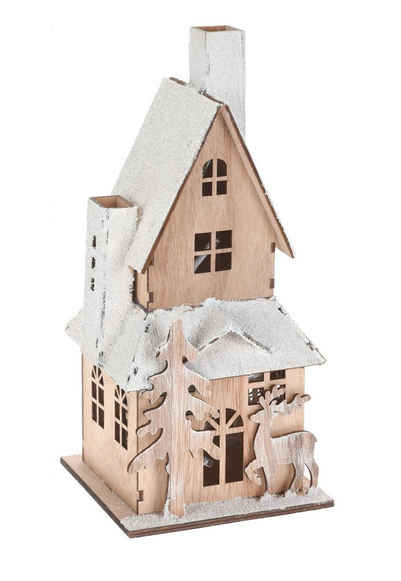 Spetebo Weihnachtshaus Beleuchtetes Haus mit Schneedach 29 cm, 2 Varianten