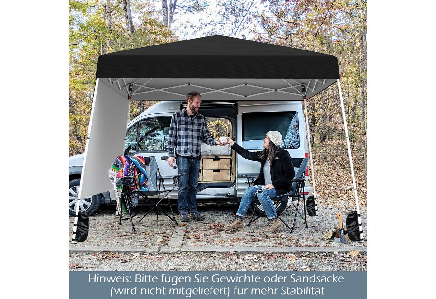 Thumbnail - COSTWAY Faltpavillon, 2,4x2,4 m Pop-up-Pavillon mit 1 Seitenwand, Rucksack