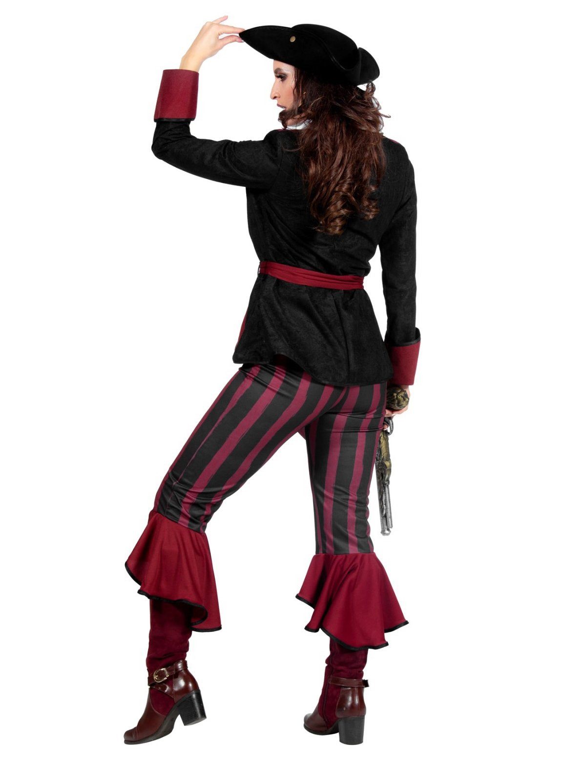 Piratin-Kostüm Für Damen – Rot-Weiß – Größe XL (46/48) – Inkl. Hut, Halsband & Kleid – Ideal Für Karneval & Mittelalterfeste