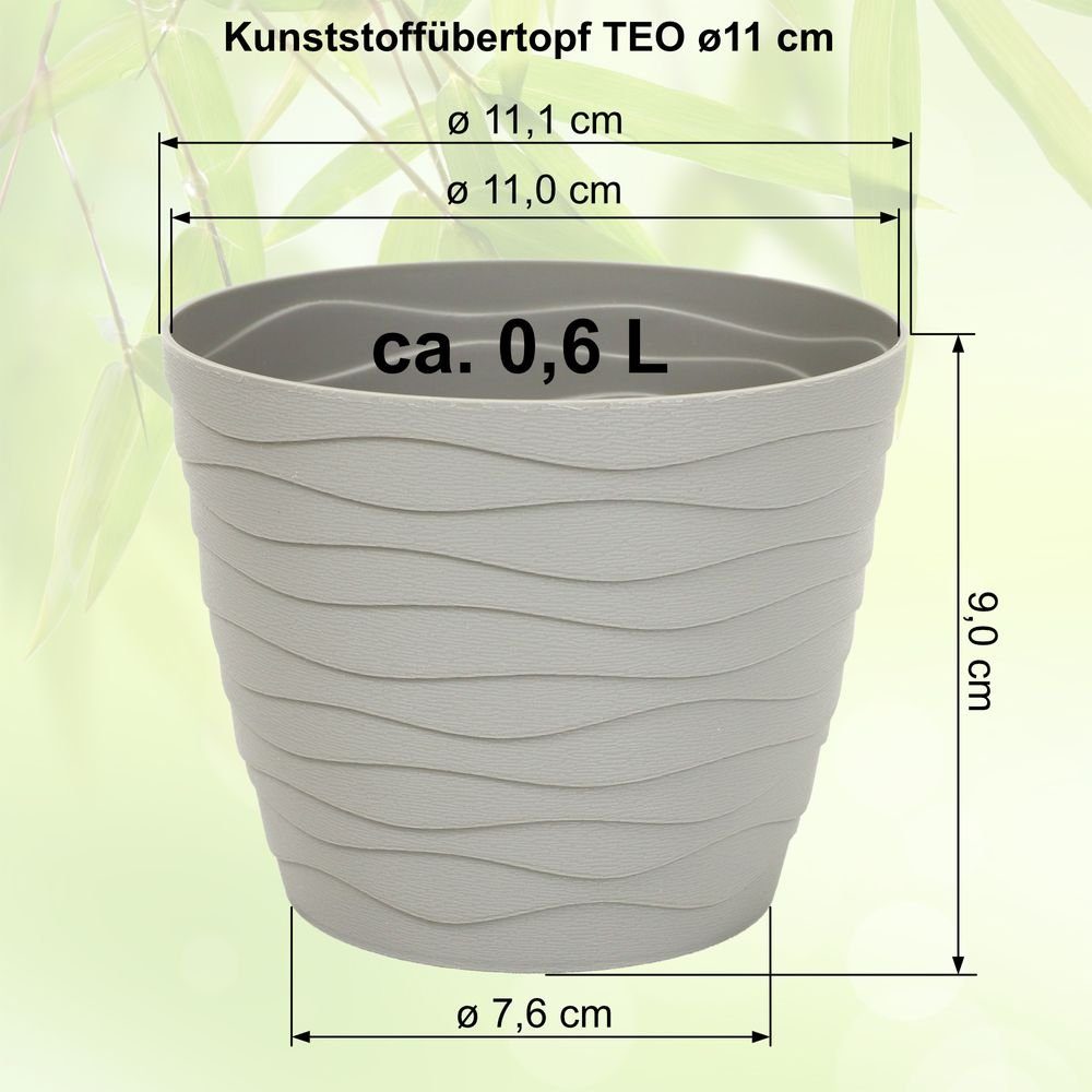 Übertopf 3 - MePla - UV-beständiger Blumenkübel - Kübel ø11 creme Pflanzgefäß Übertopf TEO - wetterfestes Heimwerkercenter - Pflanzentopf - Stück cm -