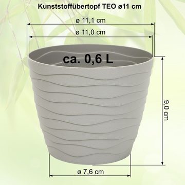Heimwerkercenter Übertopf MePla - 3 Stück Übertopf TEO - wetterfestes Pflanzgefäß - UV-beständiger Blumenkübel - Pflanzentopf - Kübel - ø11 cm - creme