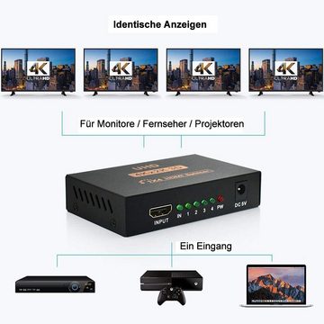GelldG 4K HDMI Splitter 1 in 4, 4K HDMI Verteiler, 1080P HDMI-Adapter
