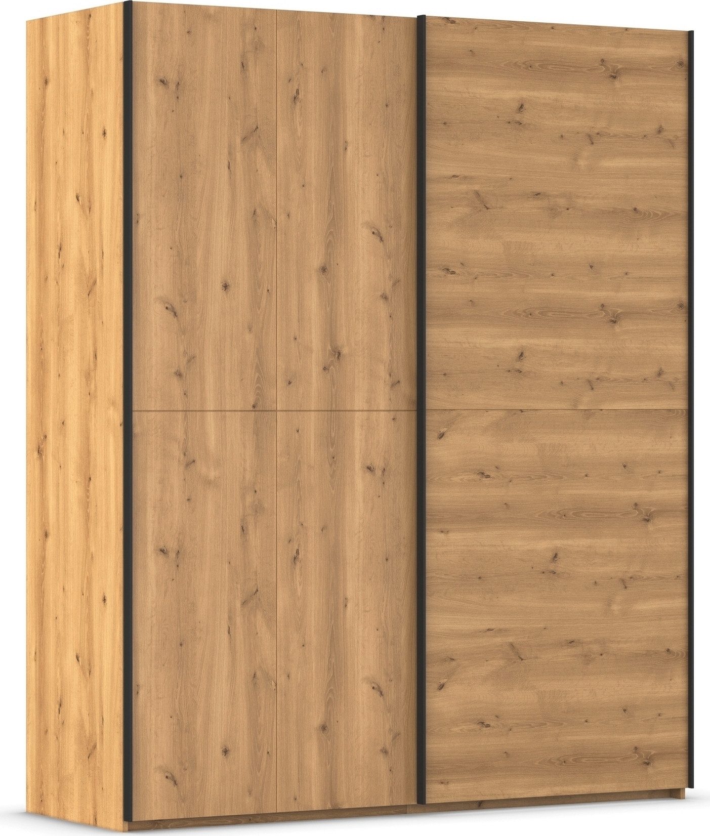 rauch Schwebetürenschrank Kleiderschrank Schrank Garderobe Schlafzimmerschrank SCALE-WOOD senkrecht geteilte Türen in robuster massiver Asteiche MADE IN GERMANY